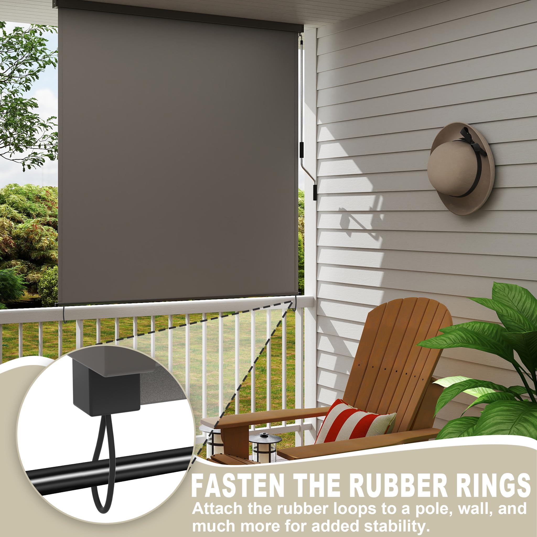FIVMEN Toldo vertical exterior de 160 x 250 cm, resistente a la intemperie, protección solar con manivela, estor de protección solar para balcón, 160 cm de ancho, protección visual para balcón