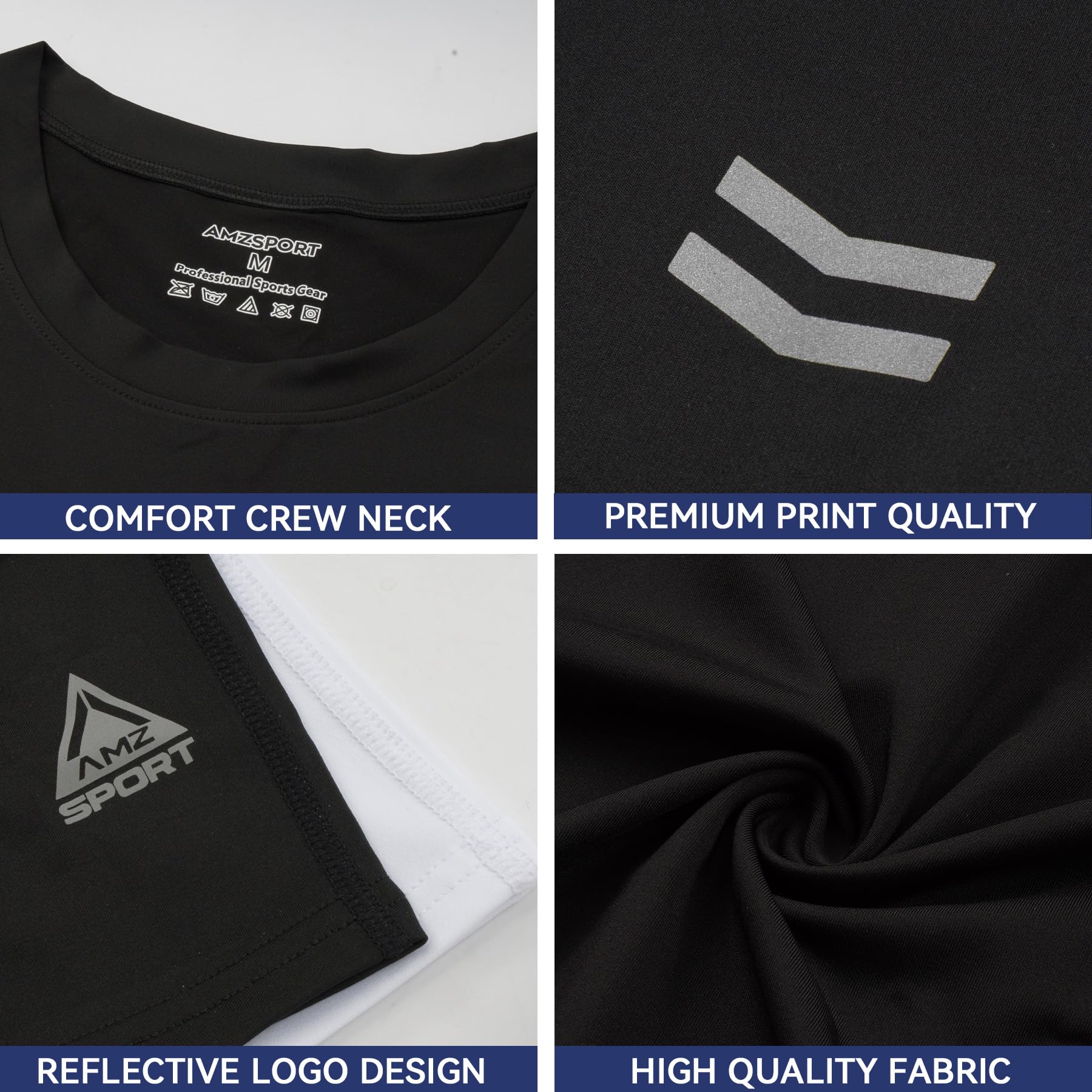 AMZSPORT Maglietta a Compressione Uomo Manica Corta T-Shirt Running Maglia Sportiva da Ciclismo Magliette Palestra Fitness