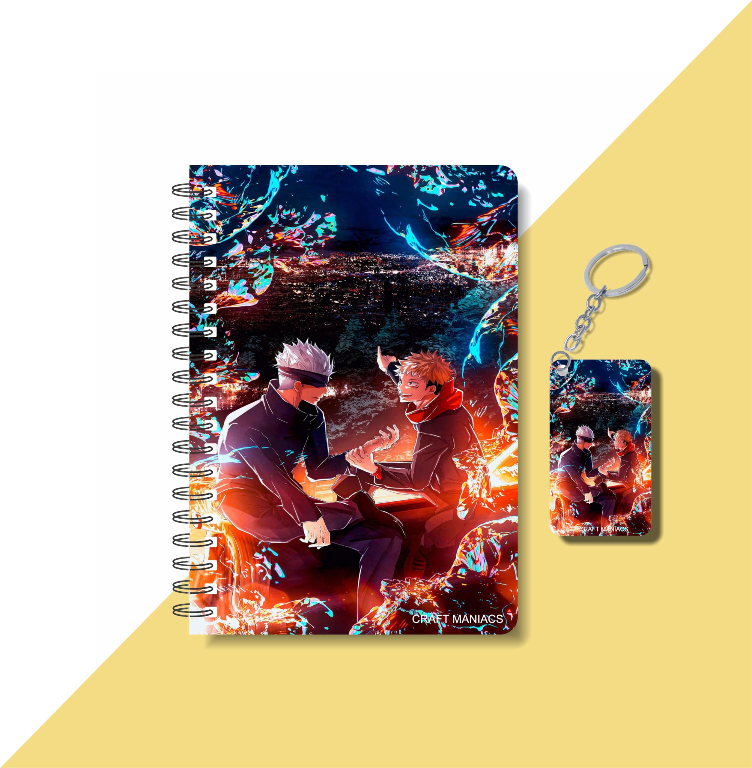 CRAFT MANIACS JUJUTSU KAISEN GOJO & YUJI FRIENDSHIP PRINTED A5 160 RULED PAGES NOTEBOOK & FREE KEYCHAIN BEST GIFT FOR ANIME LOVERS