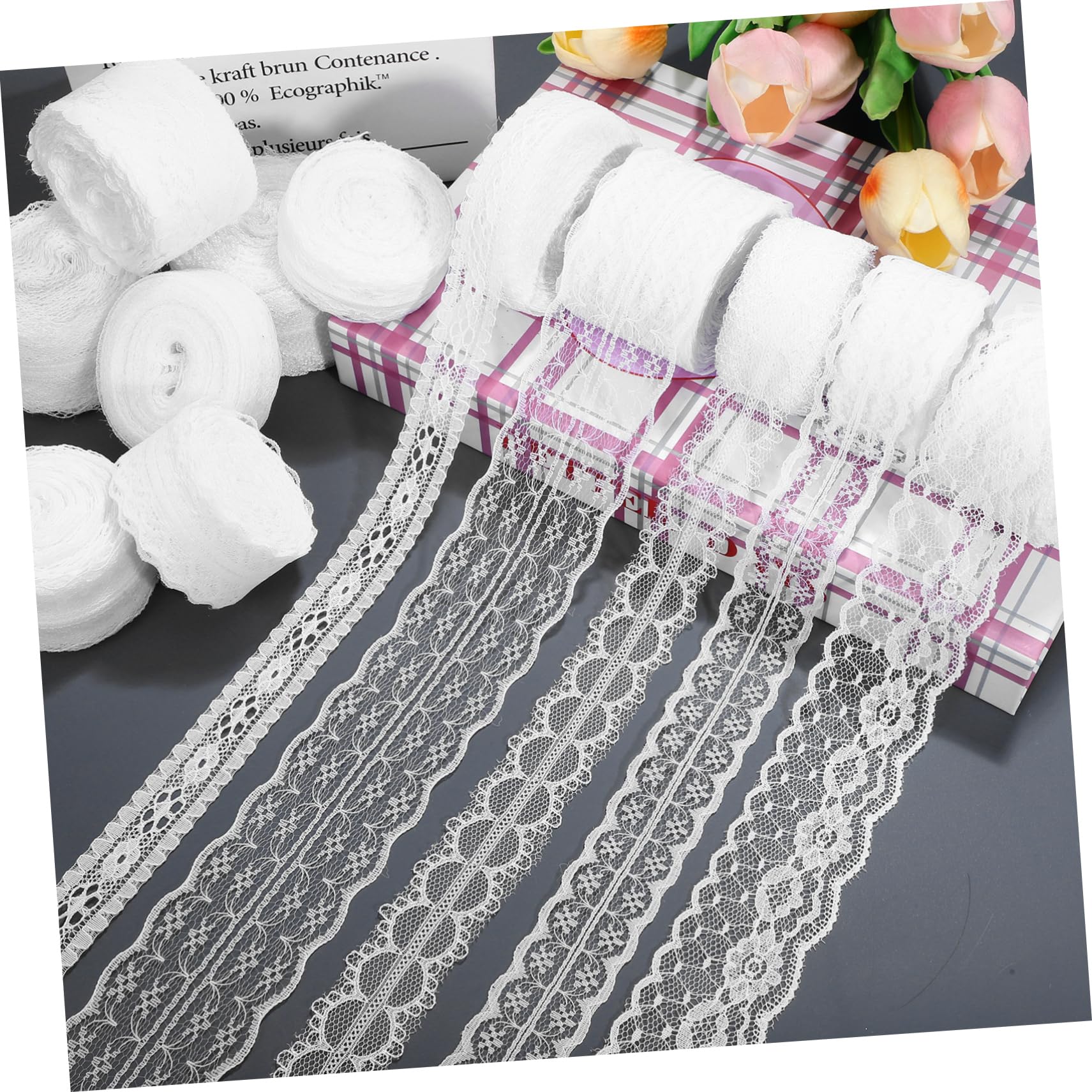 12rollos Cintas De Encaje Diseño Clásico Para Manualidades Flores Regalos y Decoración
