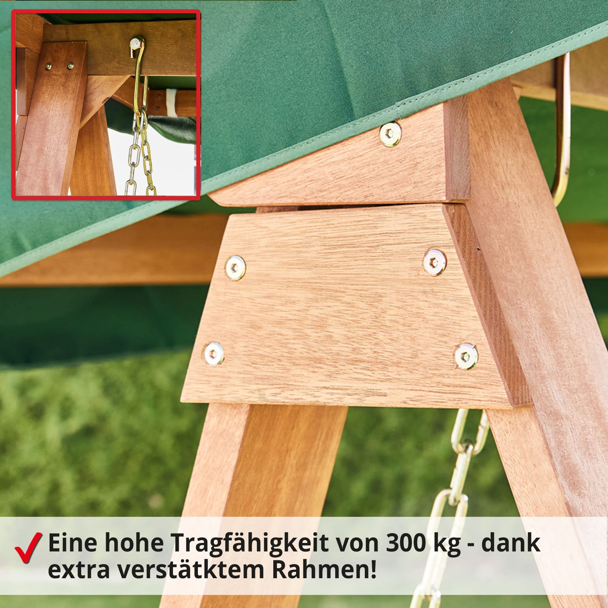 HECHT Hollywoodschaukel Baharu Lux Garten-Schaukel Meranti-Holz 4-sitzer (ca. 235 x 120 x 178 cm (BxTxH))