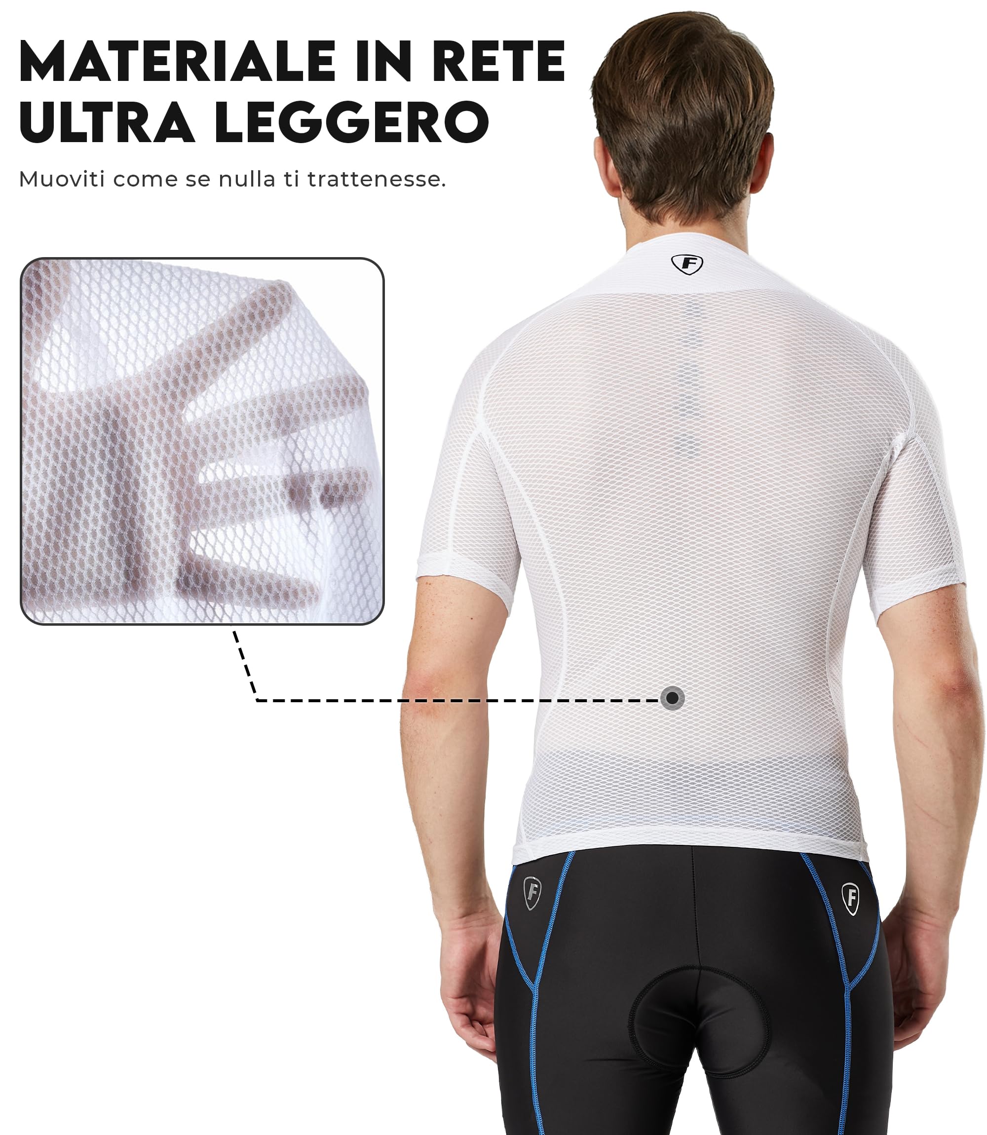 FDX Maglia Intima Cool Mesh a Mezza Manica – Estiva, Ultraleggera, Traspirante e antiodore, Ideale per Ciclismo, Corsa, Palestra, Allenamento ed Escursionismo