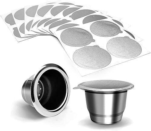 Miniatura 4 de Tapas de papel de aluminio para cápsulas reutilizables, 200 tapas autoadhesivas para cápsulas de café espresso recargables de 1.496 pulgadas de