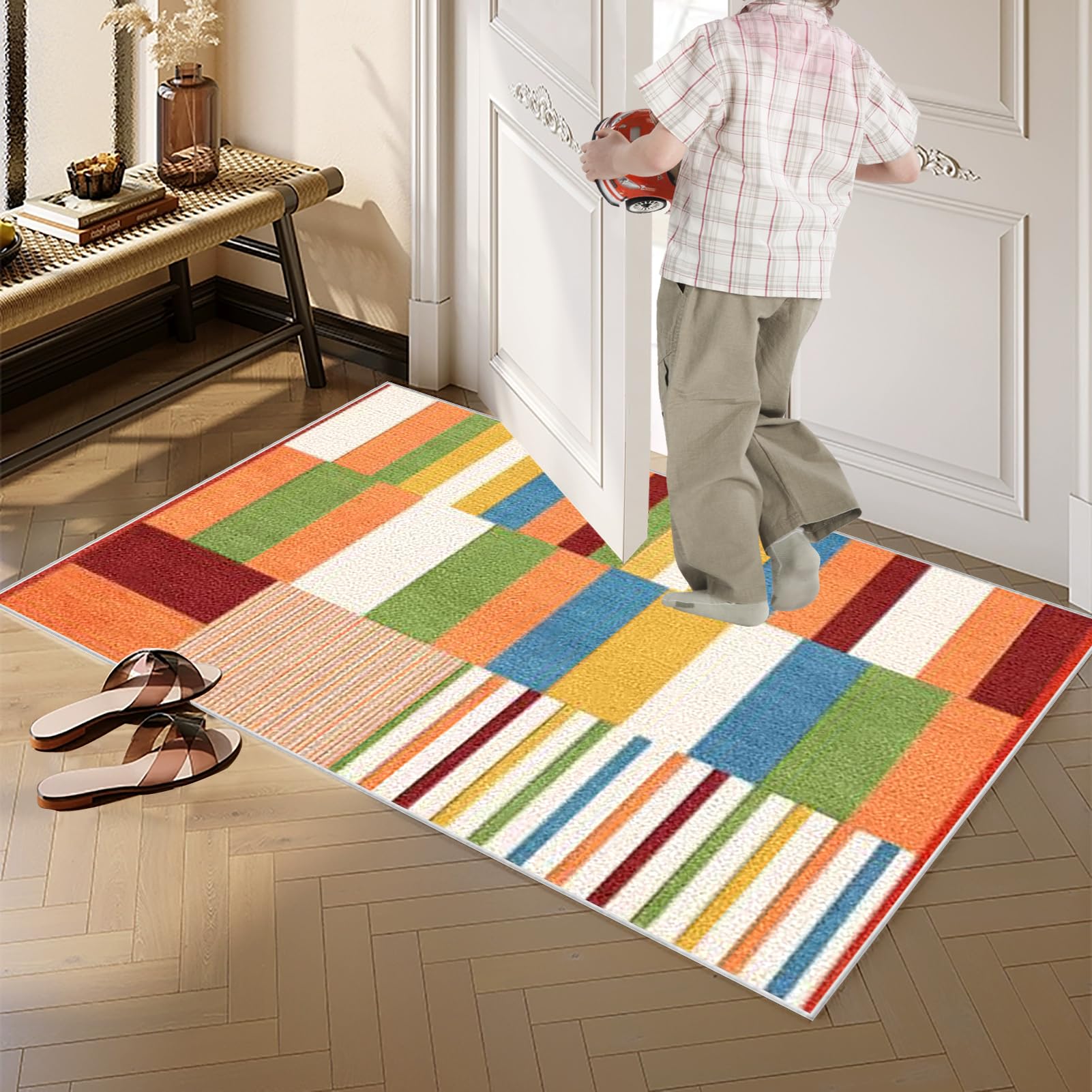 Dywan do korytarza 60 x 120 cm antypoślizgowy dywanik kuchenny zmywalny długi dywan do sypialni krótkie włosie wąski długi dywan wejście do salonu mata chłonna