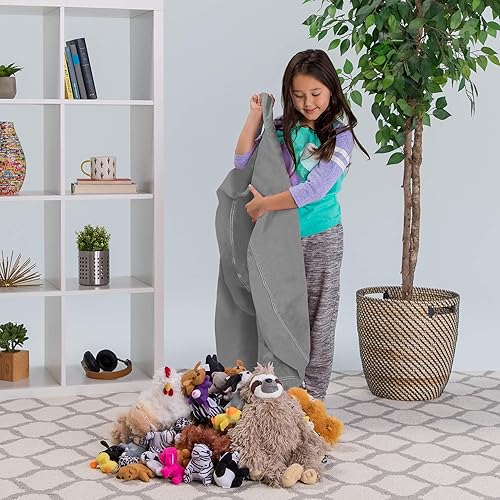 Miniatura 341 de Posh Stuffable - Sillón puff con almacenamiento para niños, contenedor de animales de peluche, organizador de juguetes de niños Lienzo Burbujas Azul