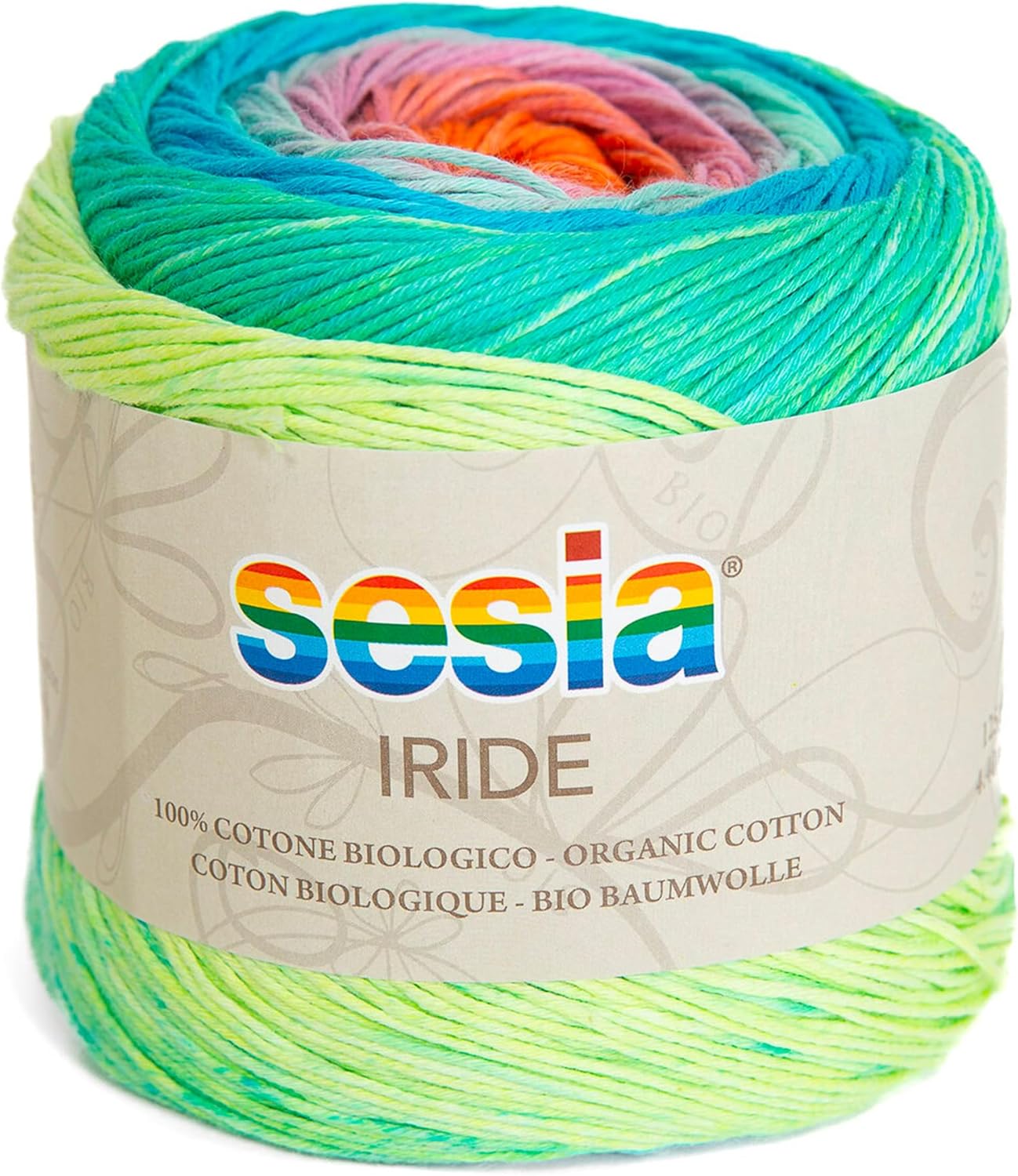 100% Organic Cotton, Multicolor Yarn, 492 Yds/4.40 oz., Needles US 1.5-2.5, Sesia iRide, for Knitting and Crocheting (1, Multicolor - 0470)