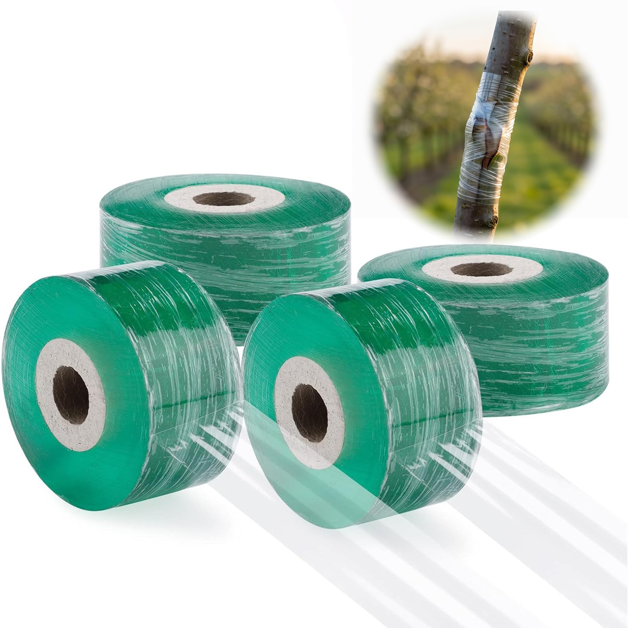 Grafting Tape for Fruit Trees, 4 Pack 2cm Clear Stretchable Plant Grafting Film, Moisture-Proof Garden Wrap for Orchard and Bonsai, Self-Adhesive Barrier for Flower Potting and Tree Bark Repairing