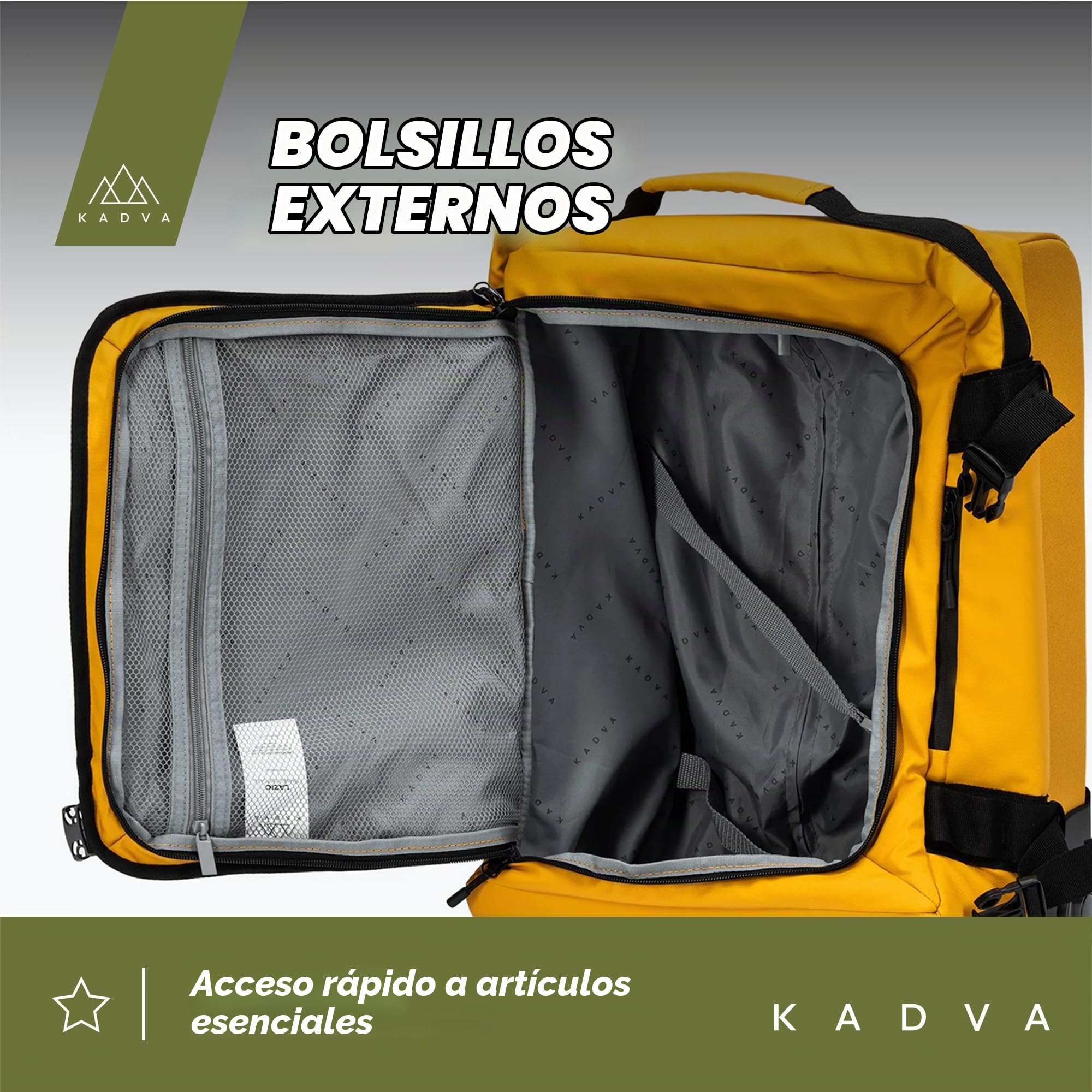 KADVA Maleta de Viaje con Ruedas Lazio 44|74|102 litros Equipaje de Mano Exterior Blando con 2 Ruedas Maleta Grande Estructura Peso 2,7|3,3|3,7 kg I Color Negro|Azul|Amarillo