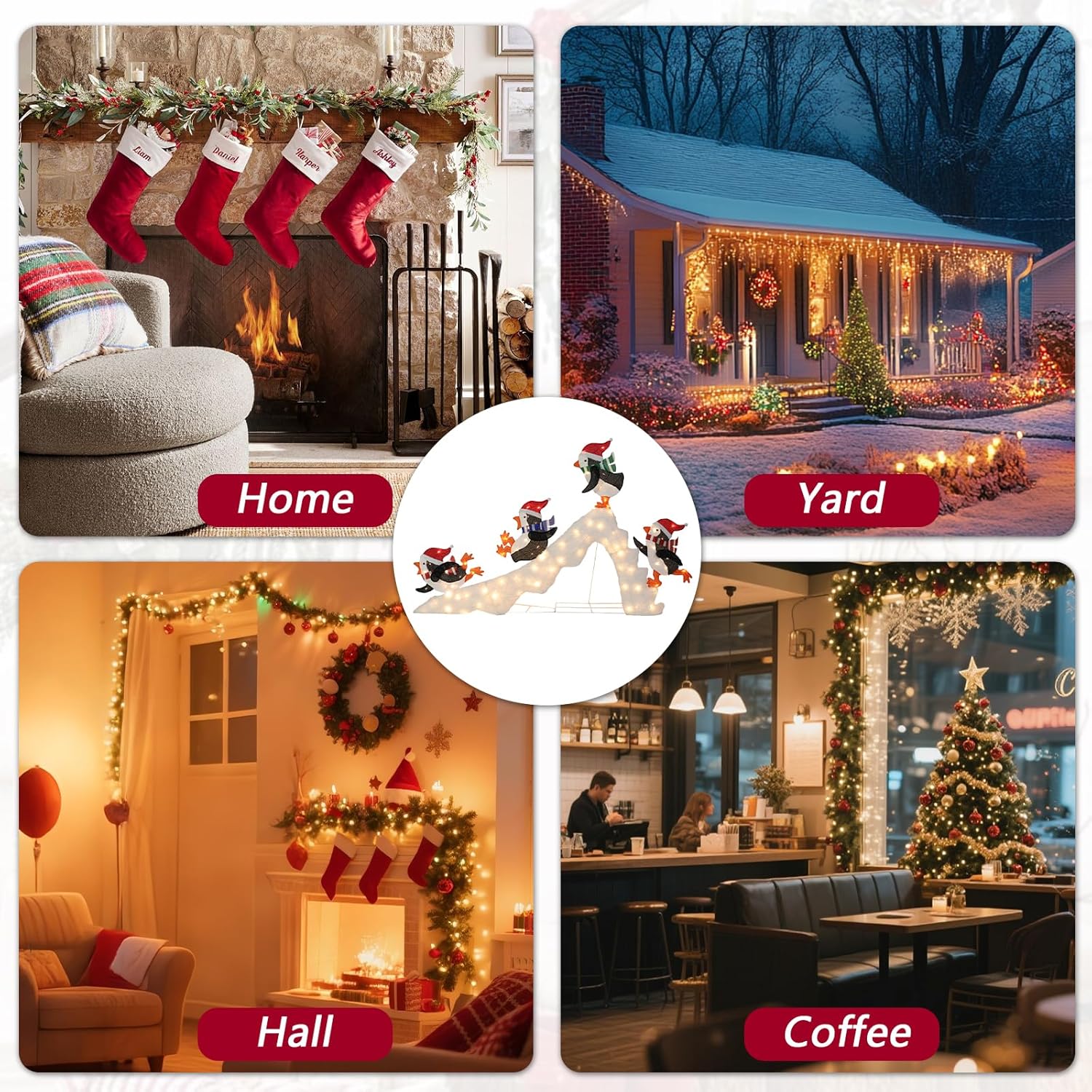 Taman Lighted Christmas Penguin, 7ft Warm Lights Glittered Penguin Skating for Outdoor Christmas Holiday Home Lawn Yard Garden Decoration