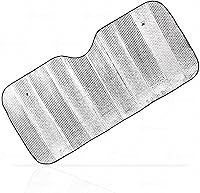 Vista 1 de ZONETECH Parasol plegable plateado para automóvil, protector solar reflectante metálico de acordeón de alta calidad