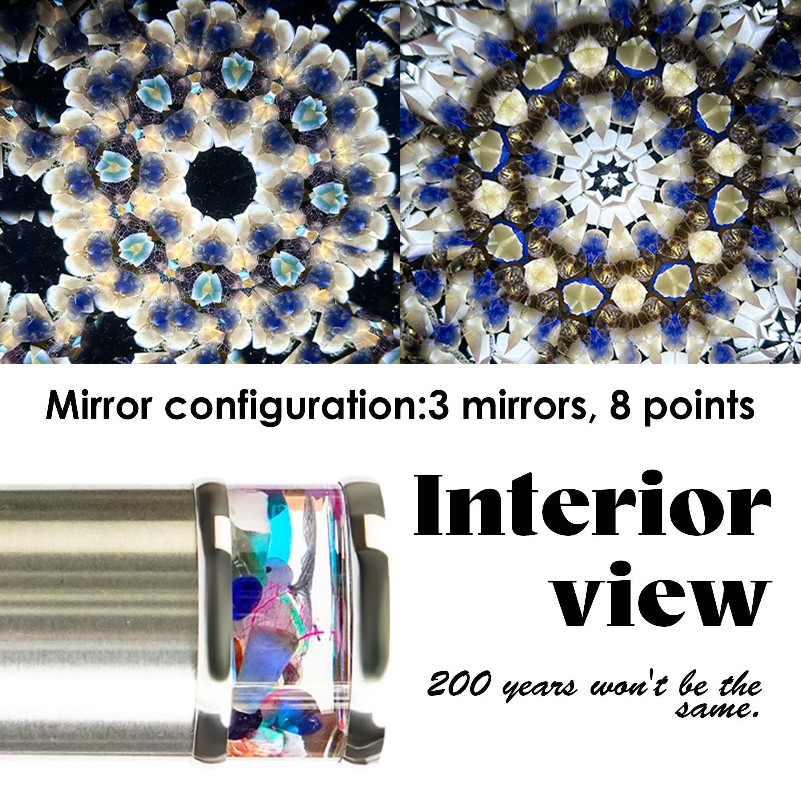 Classic Stainless Steel Handmade Kaleidoscope,Natural Agates Gems Crystals and Healing Stones Core Box,5.3” Gentleman Full Visual Kaleidoscope for Adults,Gift Box,Anniversary Birthday Gift for Man