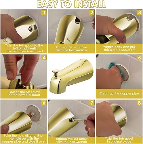 Miniatura 6 de Boquilla deslizante para bañera con desviador, compatible con el estándar americano 8888026.002, grifo de bañera de baño, se adapta a tubo de agua