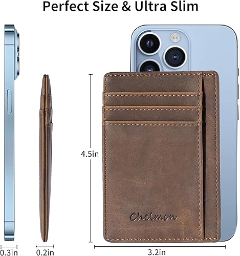 Vista 11 de Cartera Chelmon Slim RFID - Cartera de bolsillo frontal minimalista para tarjetas de crédito delgadas Negro carbón,Rosa,Negro (Black Cross),Gen