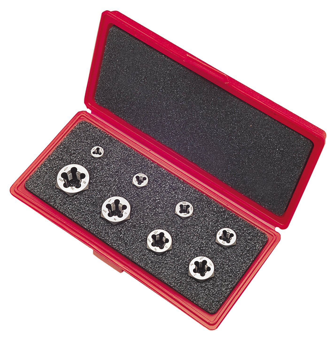 Greenfield Threading 403512 Hexagon Rethreading Die Set, Carbon Steel, Uncoated (Bright) Coating, Right Cut, 8-Piece