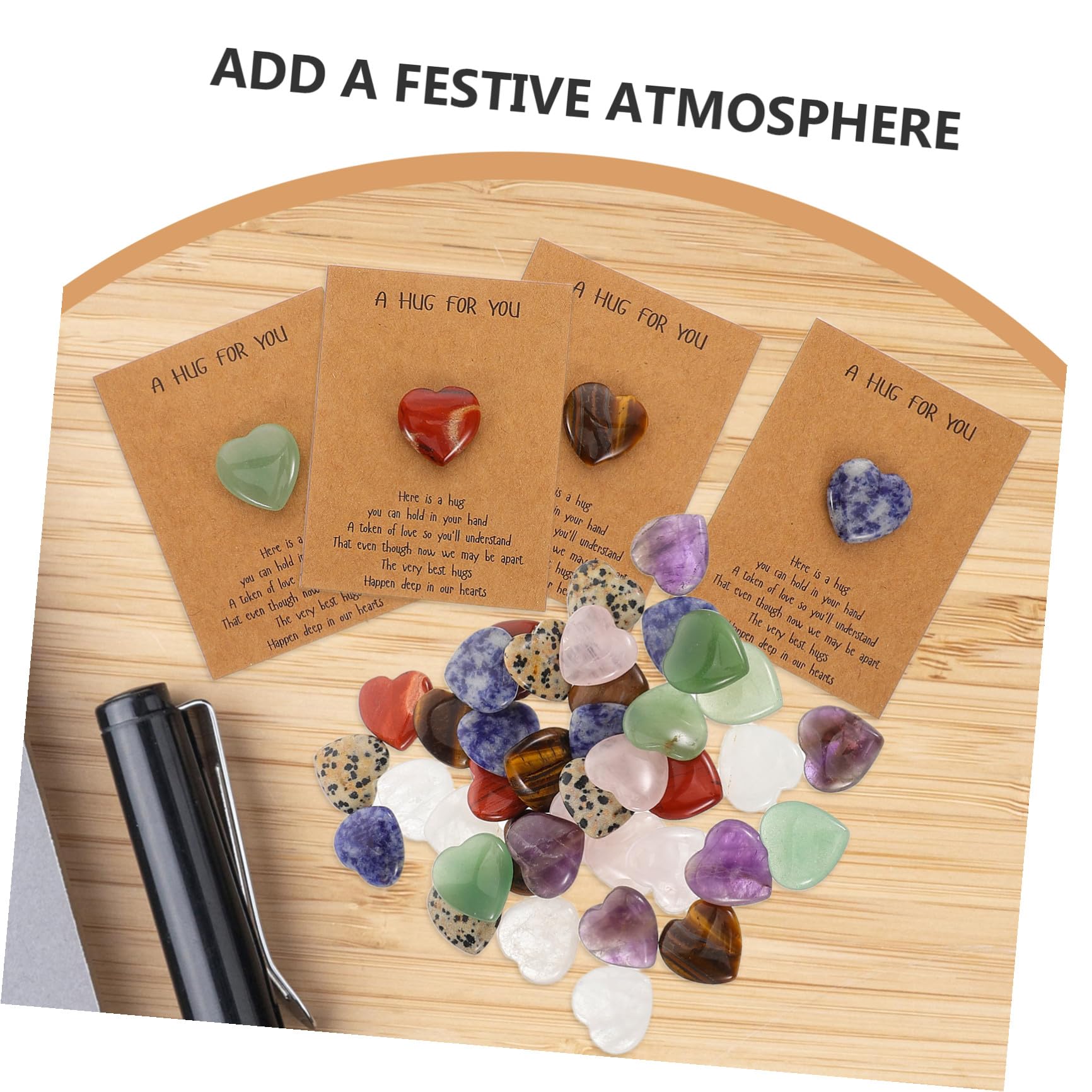 Homoyoyo Set 40 Biglietti D’Auguri Fai da Te con Pietre Naturali a Forma di Cuore 2 CM Carte Regalo per Festa degli Innamorati e Compleanni Regalo Creativo per Fidanzata e Mamma