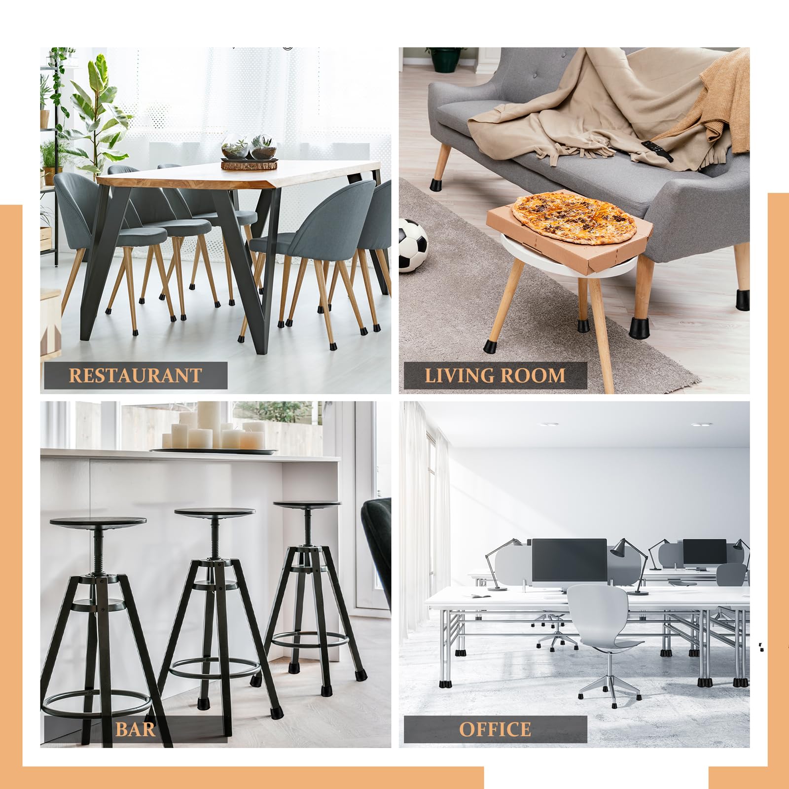 VOCOMO 1 Round Rubber Chair Leg Tips Caps Chair Leg Floor Protectors Furniture Legs Caps Non Slip Reduce — view 4