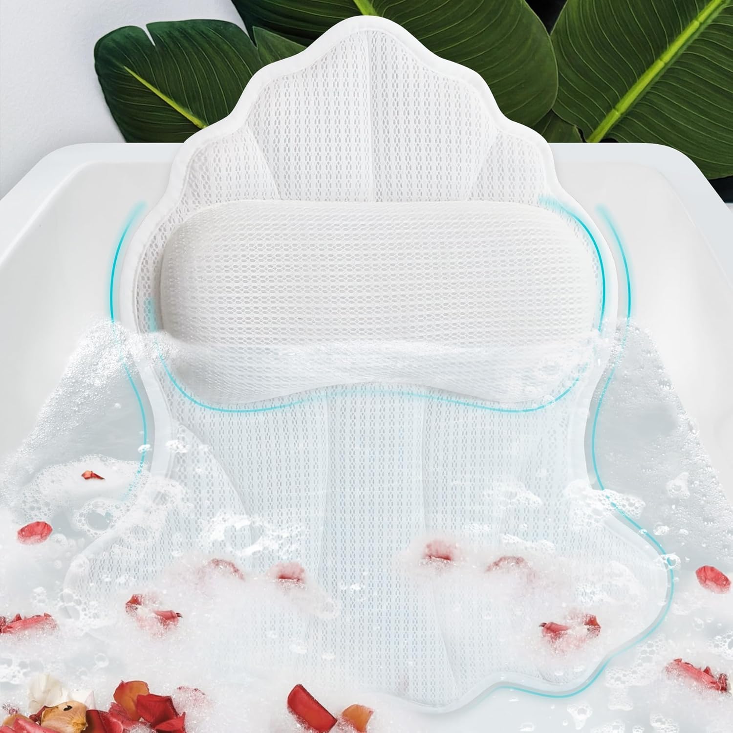 Bath Pillow for Tub, Luxury Bath Pillow Soft 4d Mesh, Bathtub Pillow for Soaking tub with 6 suctions Cups, Bath Tub Pillows for Head and Neck Support, for Relaxing Spa Bath Pillow for Tub, Luxury Bath Pillow Soft 4d Mesh, Bathtub Pillow for Soaking tub with 6 suctions Cups, Bath Tub Pillows for Head and Neck Support, for Relaxing Spa