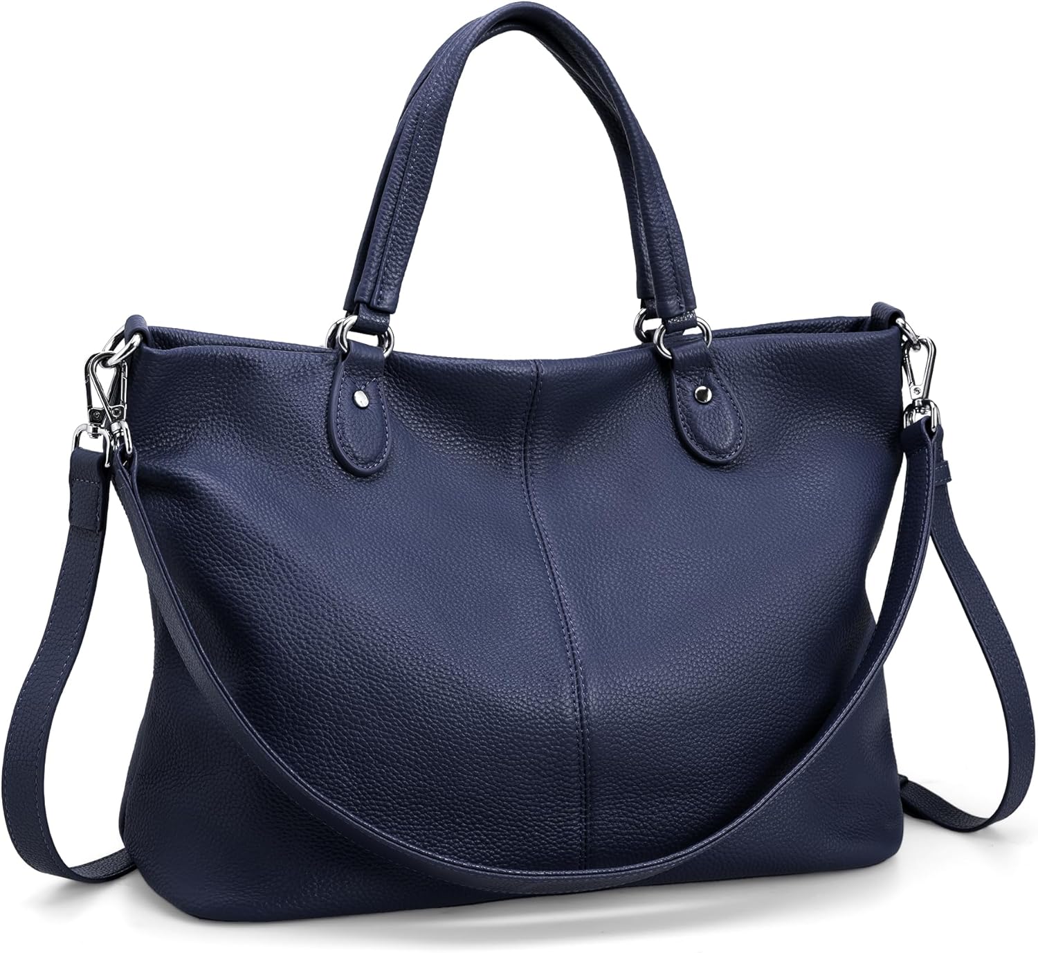 befen Soft Genuine Leather Tote Bag for Women with Zipper, Real Leather Shoulder Purse with Top Handle & Crossbody Strap