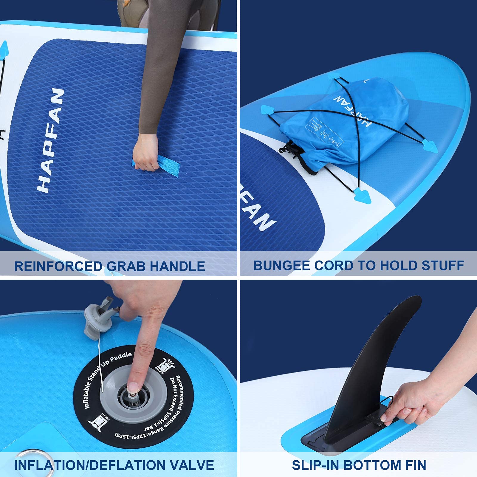 Hapfan Inflatable Stand Up Paddle Board 11’ x 32” x 6” w/High Pressure