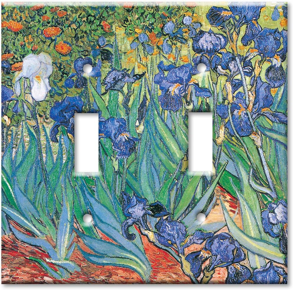 Art Plates - Outlet Cover OVERSIZE Switch Plate - OVER SIZE Decorative Metal Wall Plate - Van Gogh: Irises - (Made in USA)