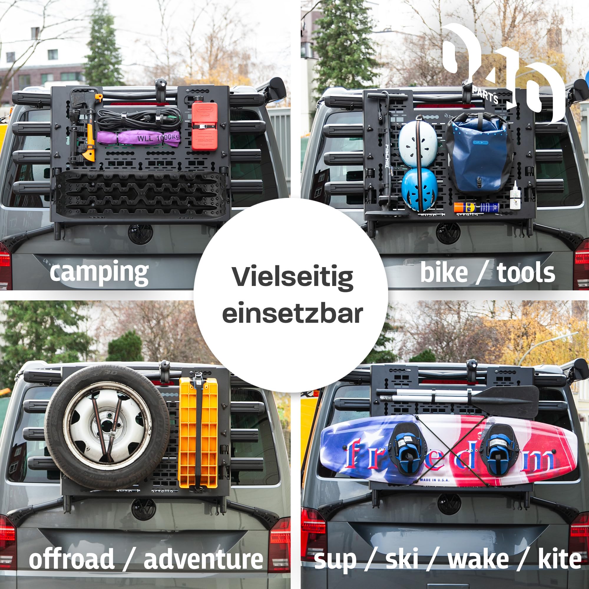 Panca Molle per VW T6.1, Porta bici e portapacchi per VW T6, accessori da offroad – compatibile con il portapacchi posteriore originale VW T6 per attrezzatura da campeggio e outdoor