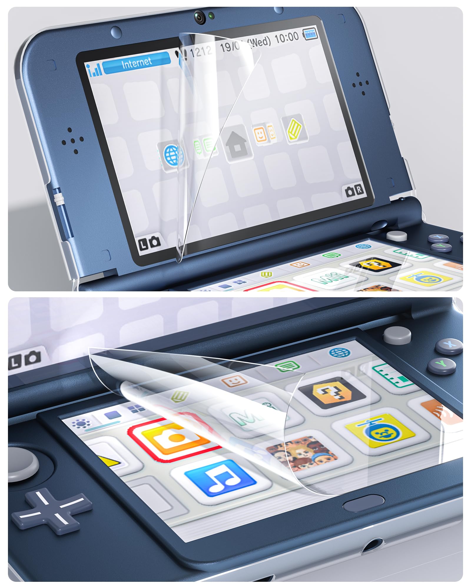 Coque 3DS XL avec protection d'écran 3DS XL, coque rigide transparente avec film PET flexible HD pour 3DS XL/LL 2015