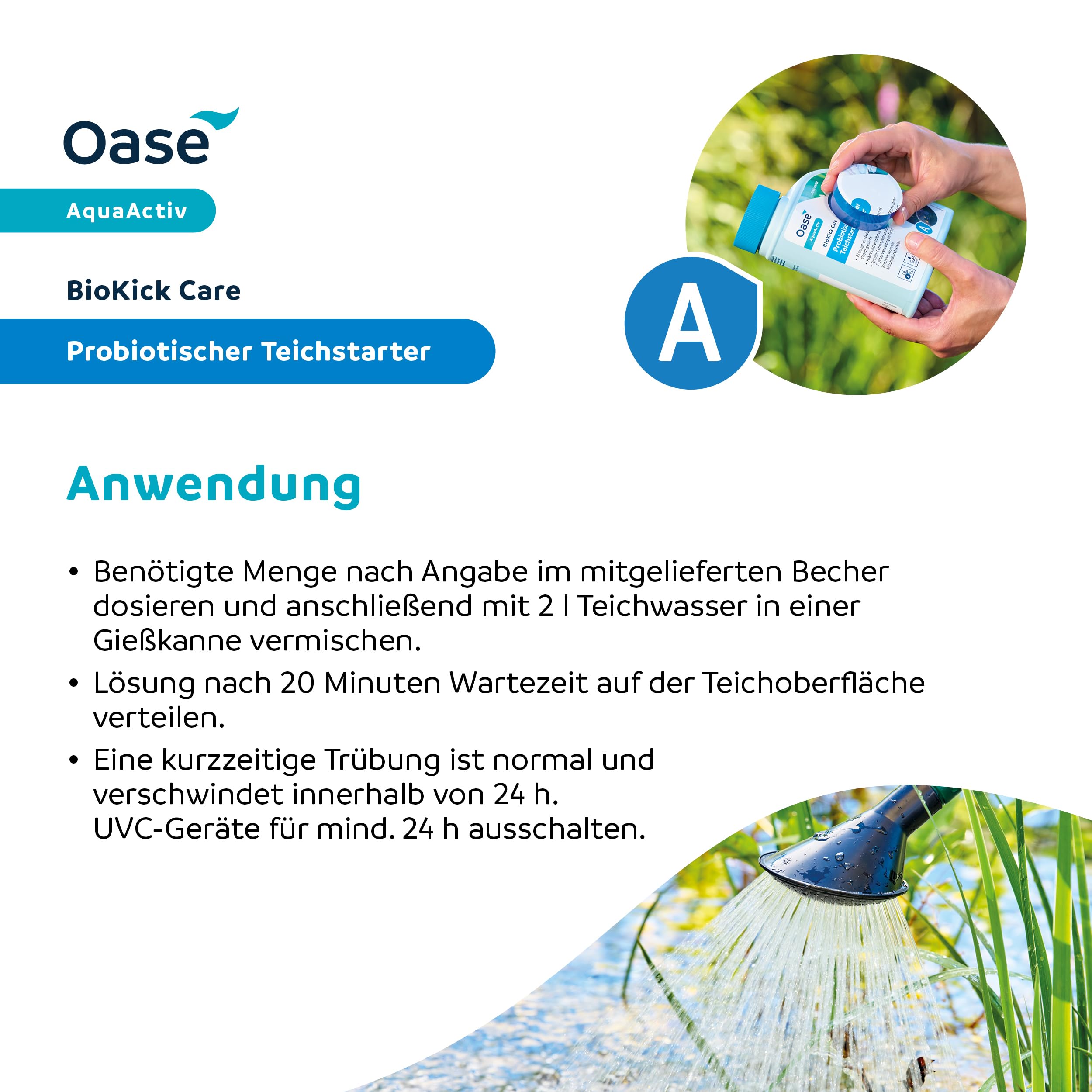 OASE 51288 AquaActiv BioKick Care - producto para el cuidado de estanques, minerales naturales para agua clara en estanques de jardín, estanques de peces, estanques koi