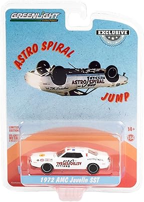 Collectibles 1972 AMC Javelin SST White Astro Spiral Jump Hobby Exclusive 1/64 Diecast Model Car by Greenlight 30329