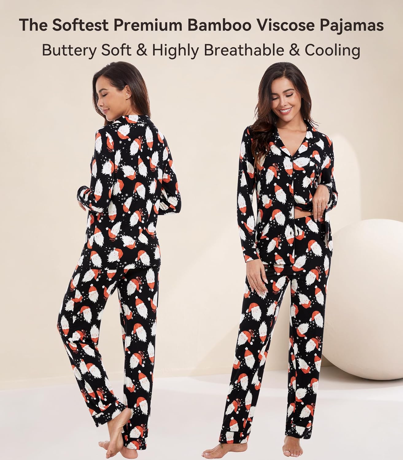 WiWi Viscose from Bamboo Women's Pajamas Set Super Soft Button Down Top and Pants Sleepwear Cooling Pjs S-3X - Image 3