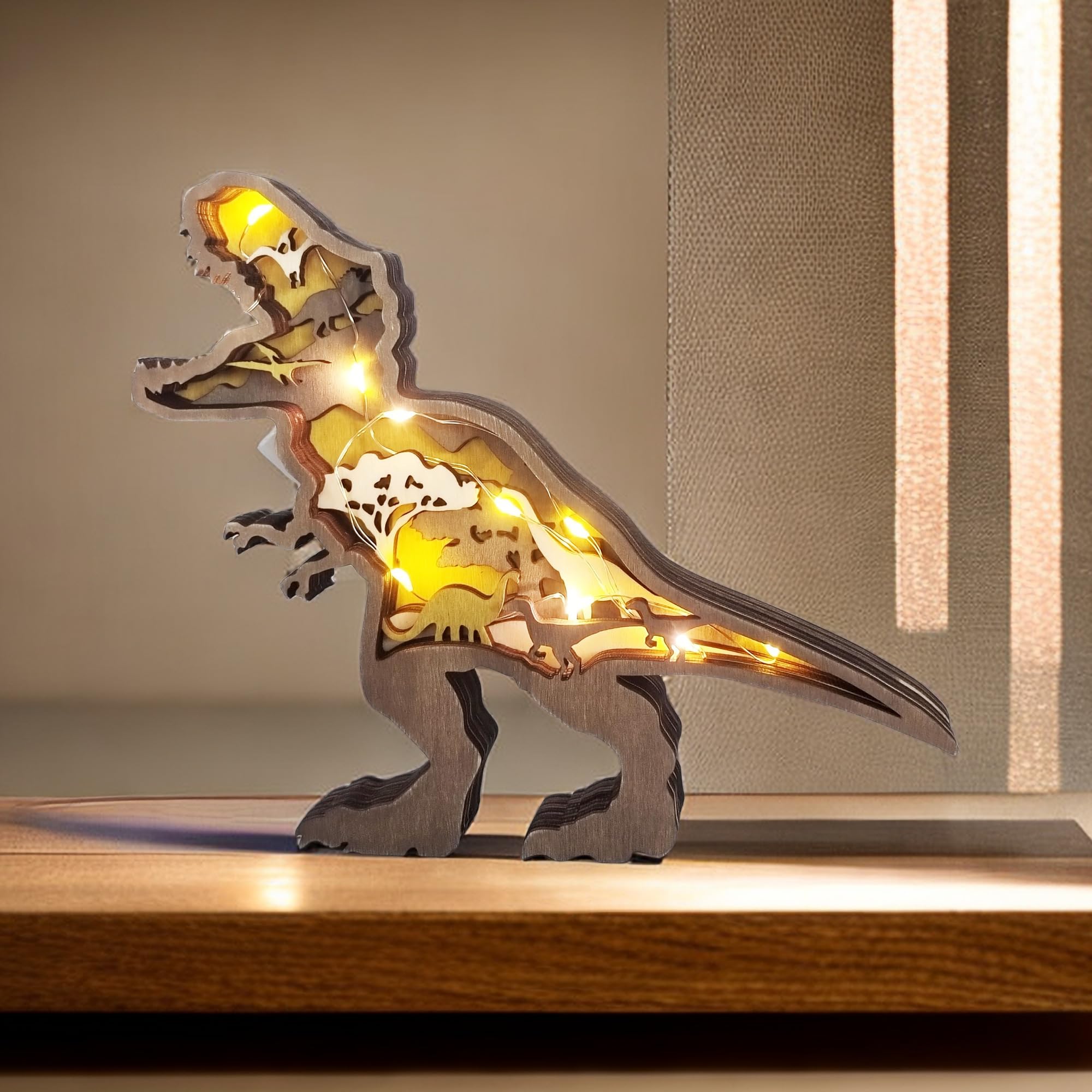 Amazon.co.jp: AUTMORAN 3D木製恐竜彫刻:ティラノサウルスレックス