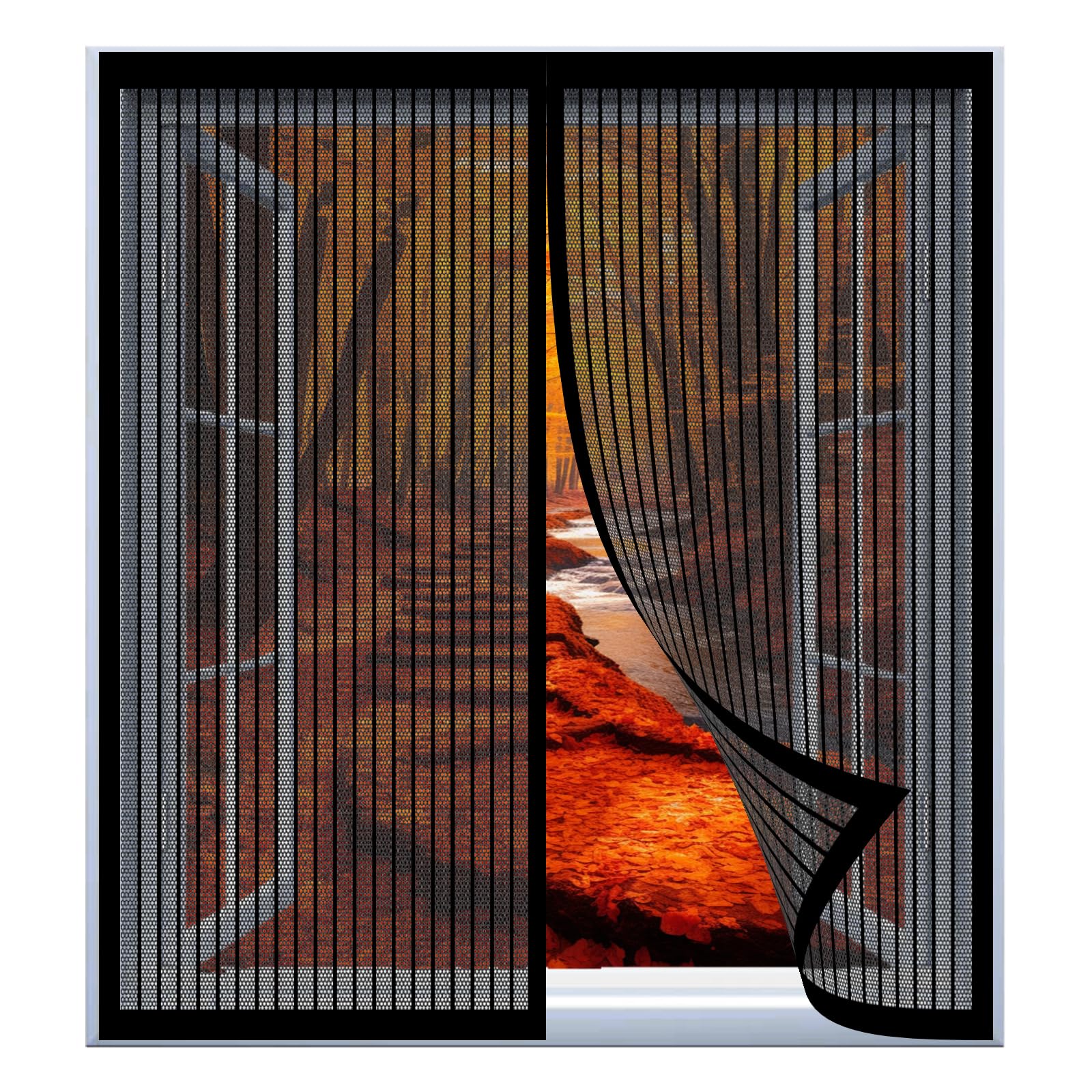 Fly Screens for Windows Frame 53 x 130 cm Easy Installation No Drilling Or Screwing Fly Screen for Window for Windows Nets to Keep Bugs Out, Black