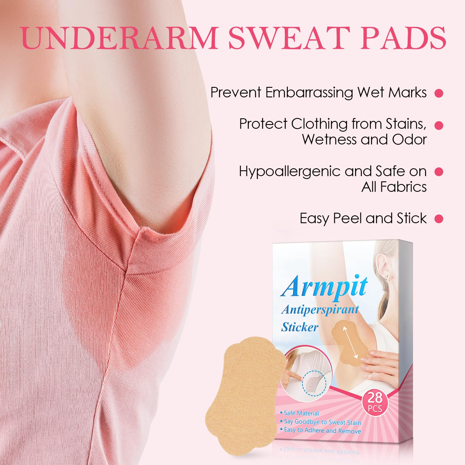 28 Piezas Almohadillas Sudor Axilas, Cómodas, Invisibles Parches Antitranspirante, Protector Antitranspirante para Ropa, Absorbe Sudor Reducir de Olores para Mujeres y Hombres