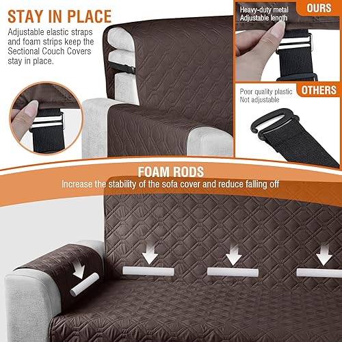 Miniatura 3 de Fundas de sofá modular, 100% impermeables, en forma de L, 3 piezas, reversible, para sofá seccional, muebles, funda protectora para mascotas,