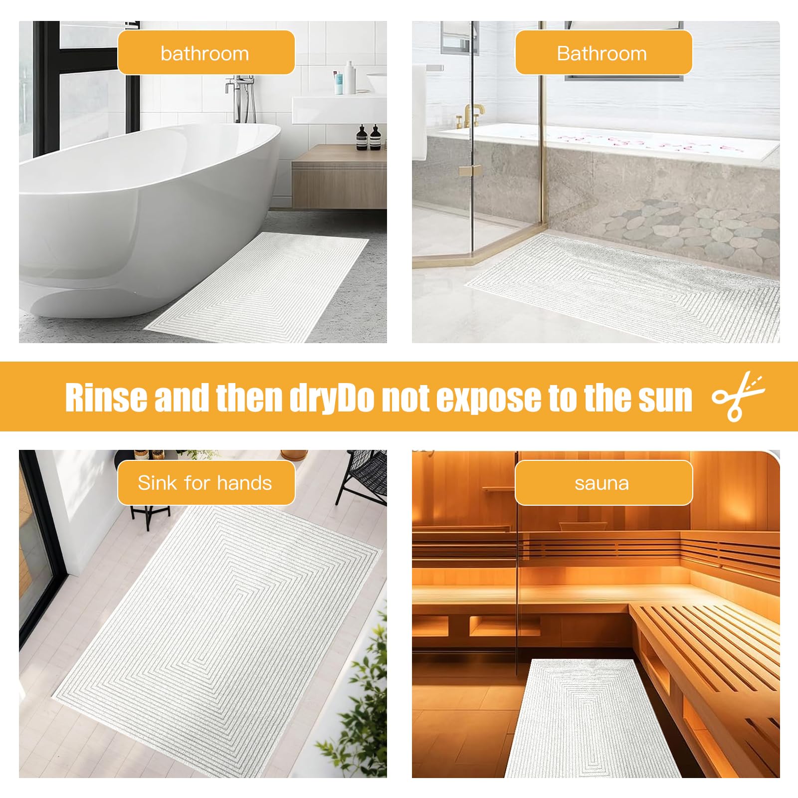 Tappeto Doccia Antiscivolo, 60x90cm Tappeto Antiscivolo per Doccia, Tappeto da Bagno in PVC con Fori di Drenaggio, Tappeto Asciugatura Rapida per Aree Umide