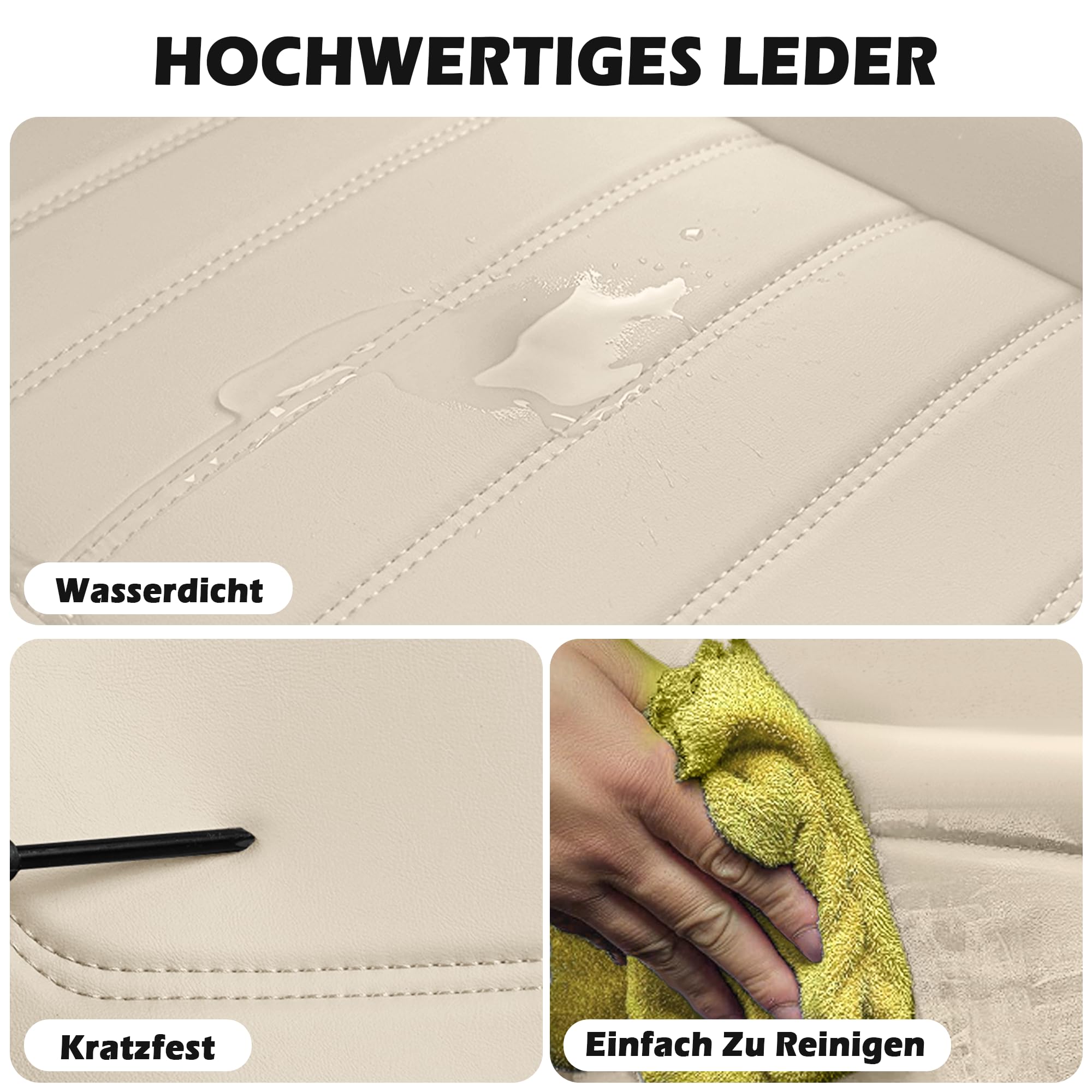 Für 99% MINI-Modelle sitzbezüge | Autositzbezüge Komplett Set Universal in Premium-Optik | Auto Sitzbezüge Airbag Geeignet | Wasserdicht Sitzbezug Einfach zu montieren (Vollsatz, Beige)