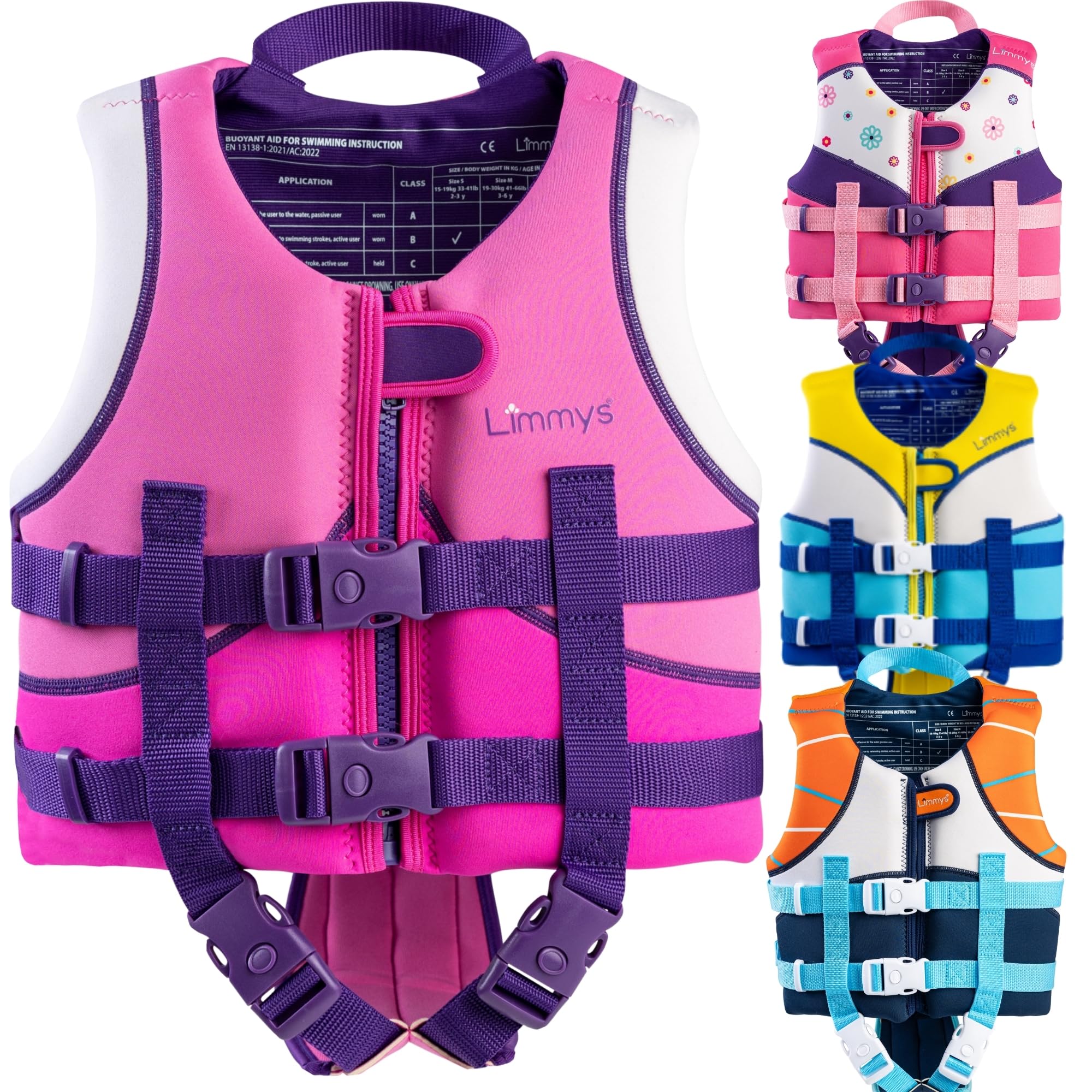 Limmys Swim Vest for Toddlers & Kids – Integrated Foam Panel Swimming Aid, CE Certified, Award-Winning Parent-Approved Design, Secure Double Fastening with YKK Zip, Soft Premium Neoprene Comfort