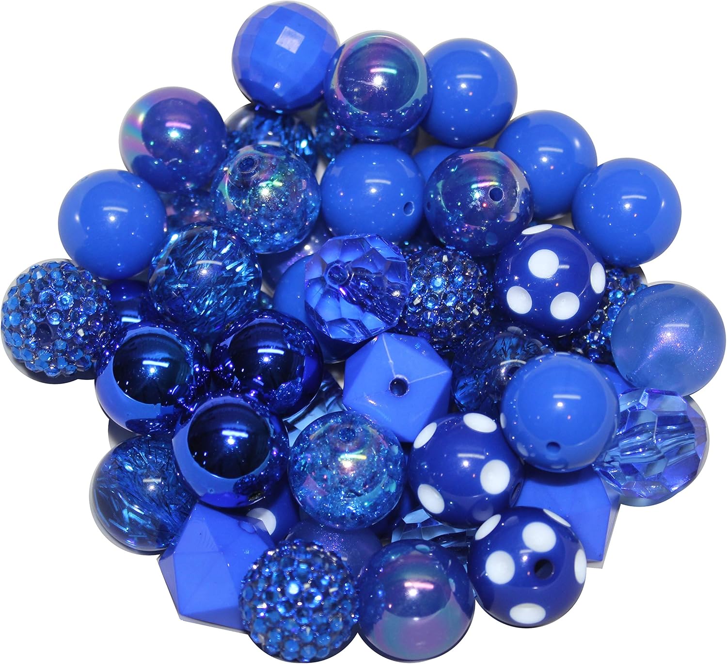 20mm Bulk Mix of 52 Royal Blue Chunky Bubblegum Beads 12 Styles Acrylic Gumball Beads Lot