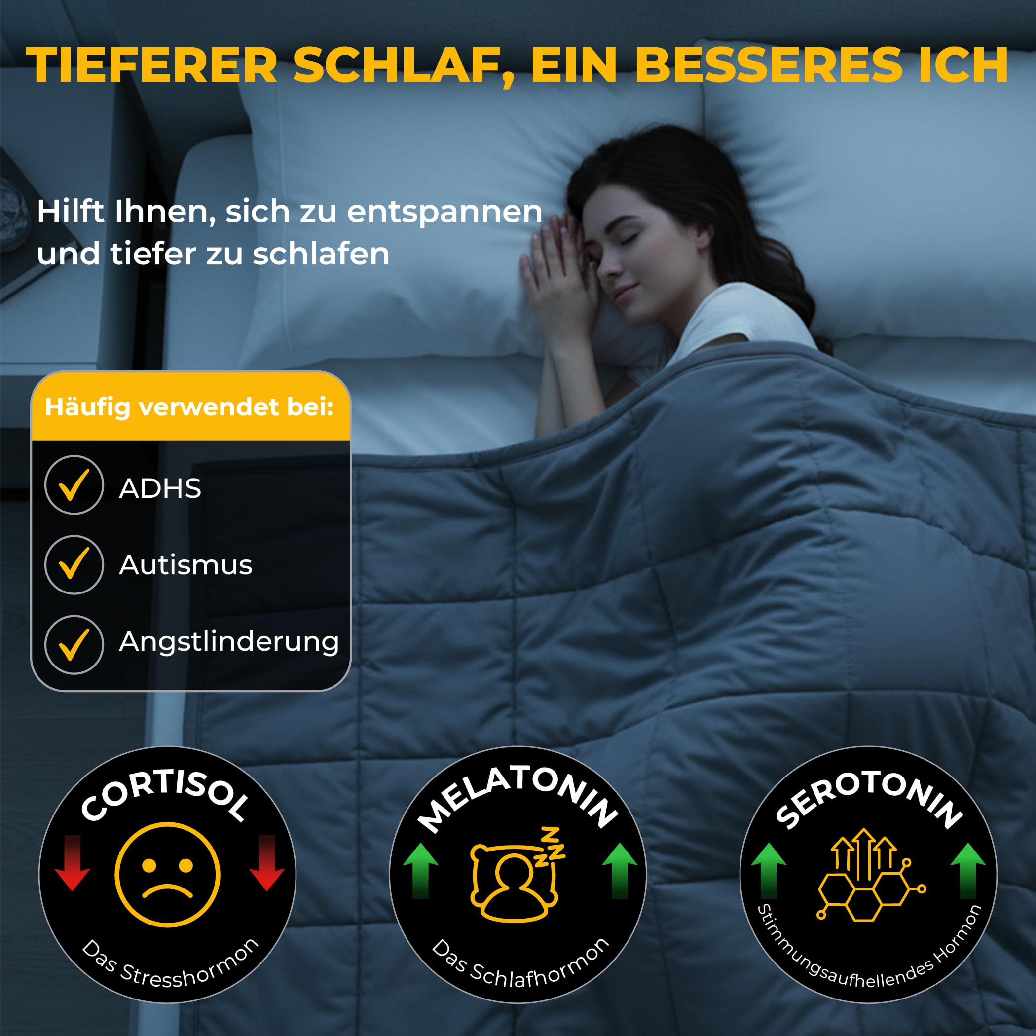 SLEEP COMFY Gewichtsdecke 9 kg 150x200 cm Oeko-Tex Zertifizierte Kühlende Anti-Stress Decke