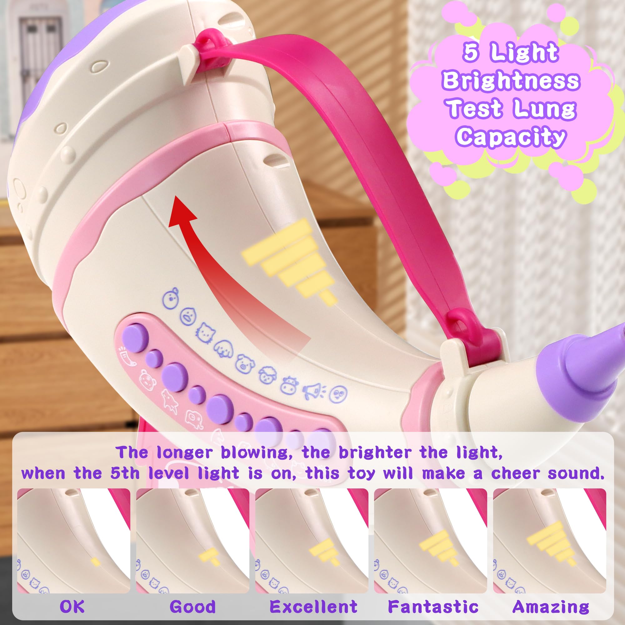 Outdoor Explore Animal Caller, Real Animal Sounds Toys for Kids Ages 3-5 6-8, 2 Modes 30 Effects Horn Animal Toys, 5 Level Lighting Train Lung Capacity, Indoor Outdoor Toys Stocking Stuffers for Kids - Image 5