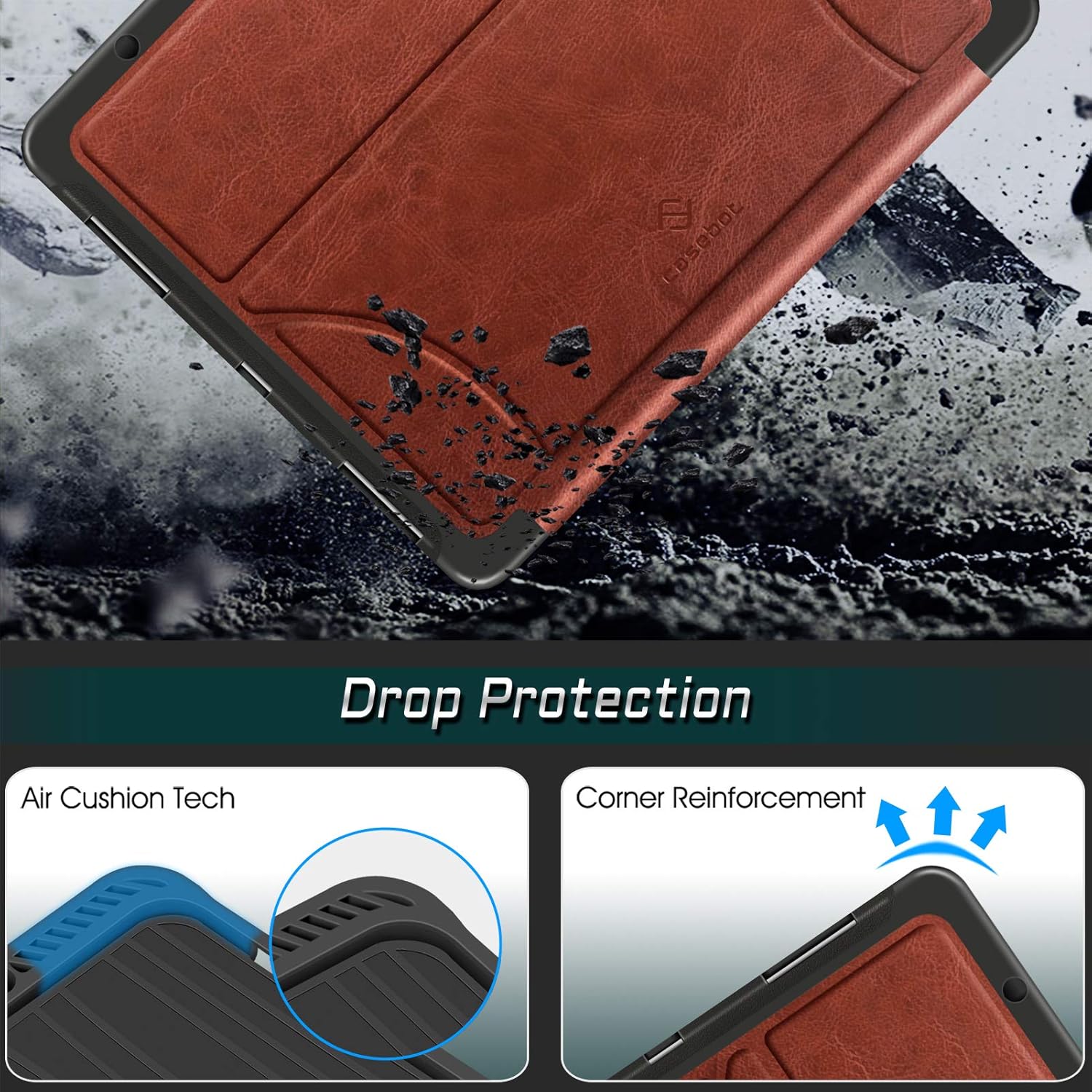CaseBot Magnetic Case for iPad Pro 12.9-inch 6th Generation 2022, Multiple Angle Shockproof Rugged Stand Case, Soft TPU Back Cover w/Pencil Holder, Also Fit iPad Pro 12.9" 5th/4th/3rd Gen, Brown