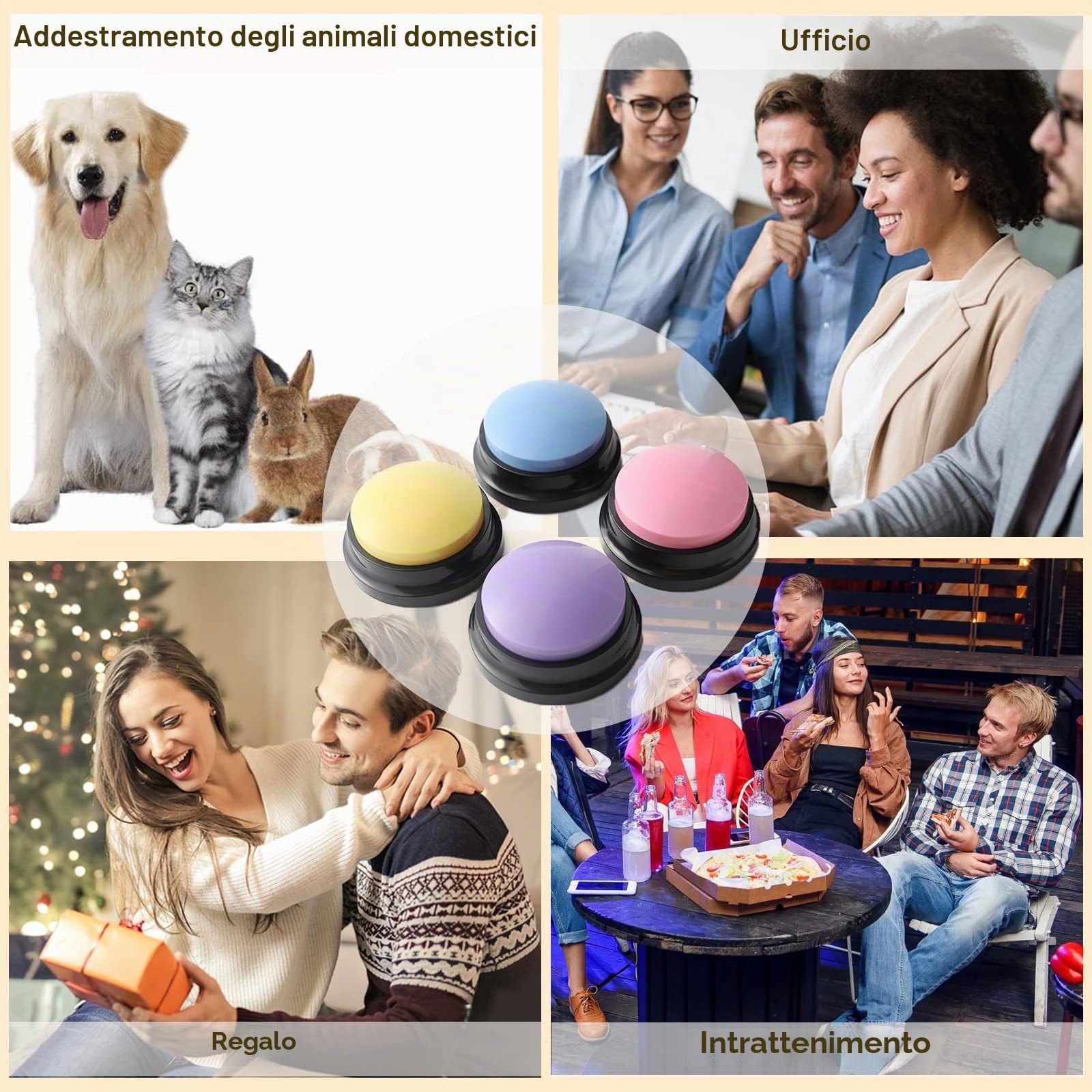 Pulsanti per cani per addestramento a parlare, per comunicazione, addestramento di animali domestici, risposta, cicalino, registrazione e riproduzione in 30 secondi, regalo divertente per scuola,