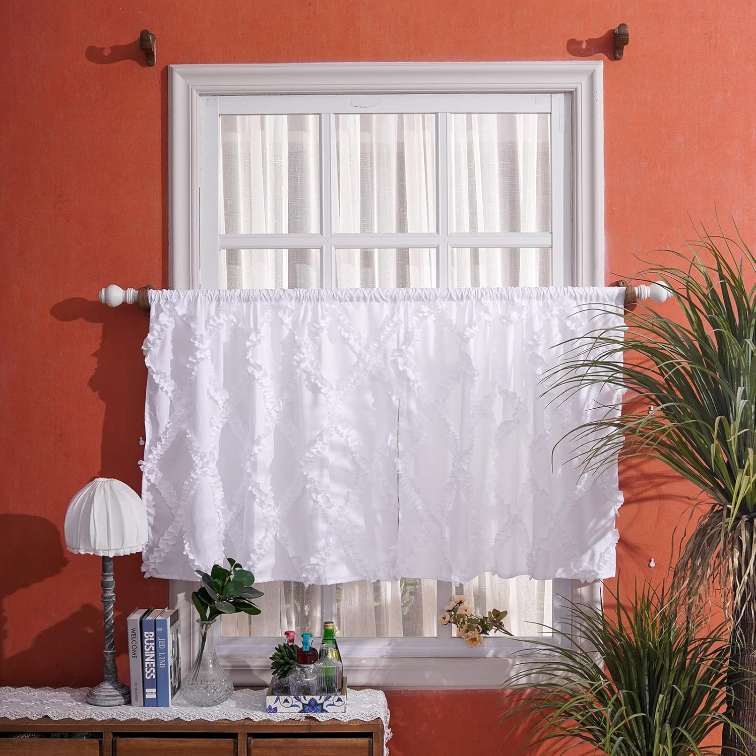 SUTAVIA Traditional Technical Fabric Kitchen Curtain Set 2