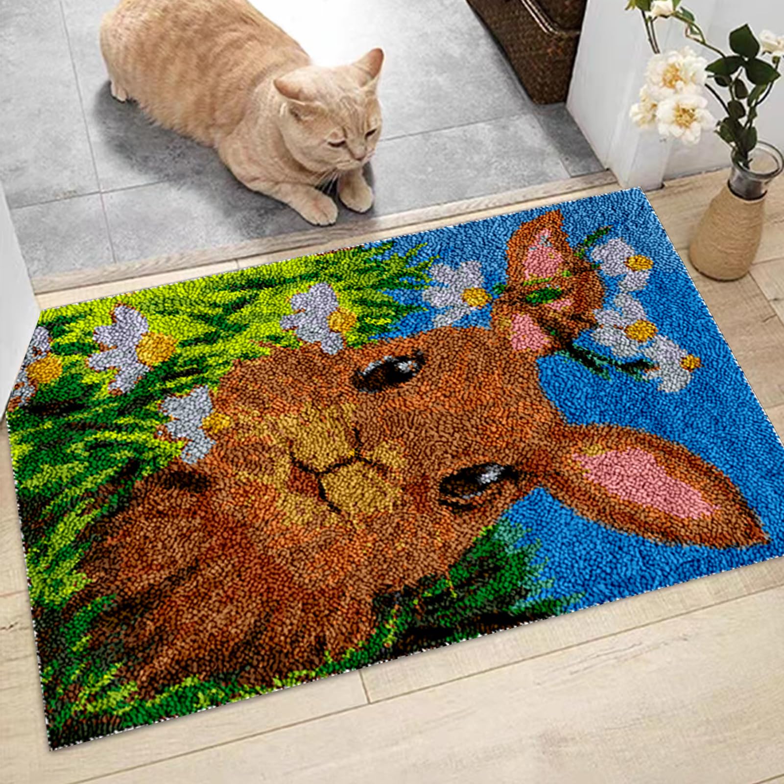 Amazon｜自分で結ぶためのラッチラグ、DIY刺繍クッションラグ、初心者