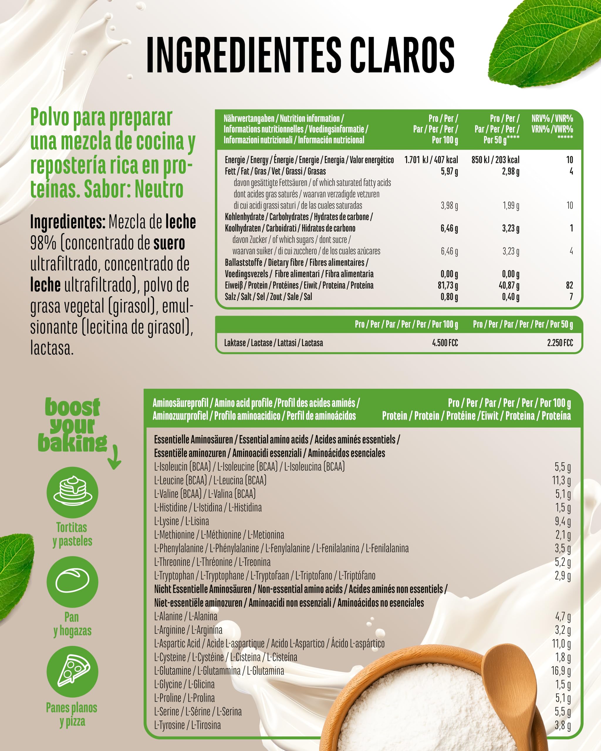 vit4ever Yummy Kitchen Protein - 1000 g - 82% Proteína - Sabor Neutro