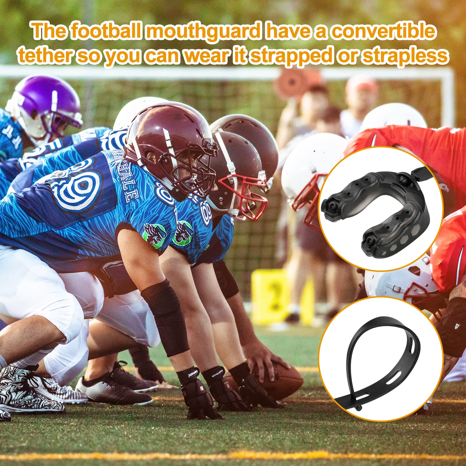 Fußball-Mundschutz mit Etui, 2 Stück, Jugendsport-Mundschutz, professioneller Mundschutz für Hockey, Boxen, Hockey, Basketball, MMA, Lacrosse