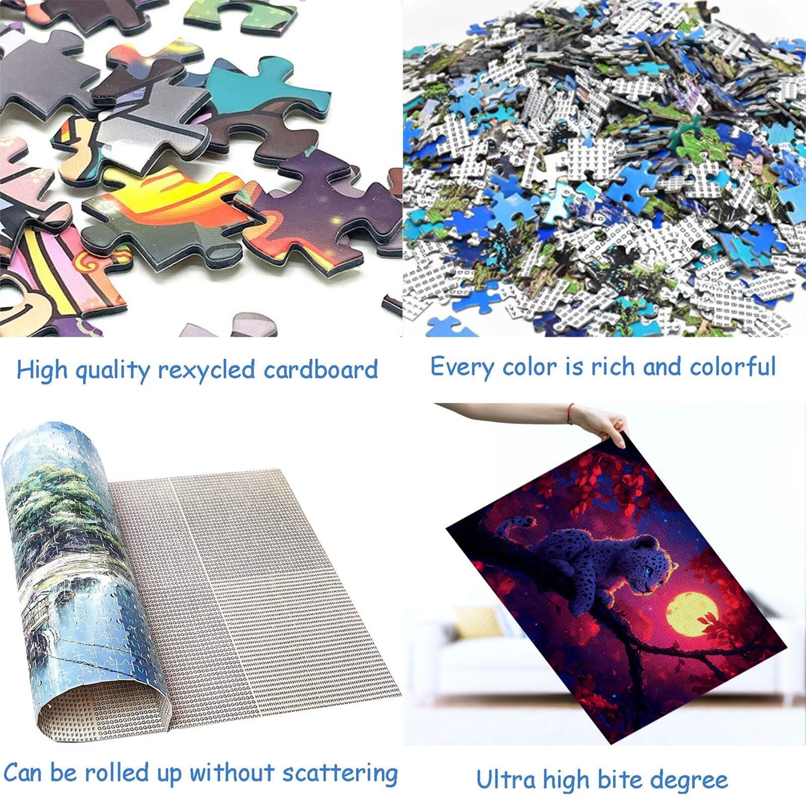 Puzzle 4000 elementów lampart puzzle dla dorosłych księżyc 141 x 87 cm Unikalne rzemiosło klasyczne 3D drewniane układanki do rodzinnych gier aktywnych, układanka do samodzielnego wykonania nawet do