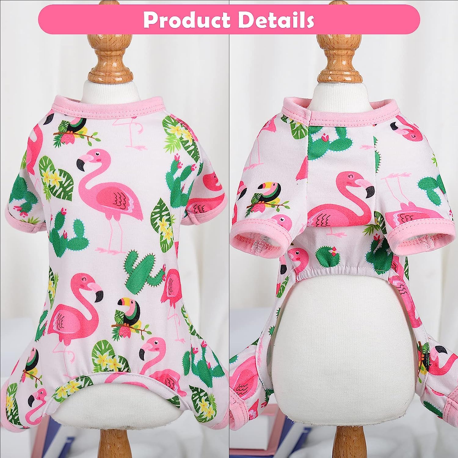 KUTKUT polycotton blend Small Dog Romper,Dog Pjs Spring Doggie Onesies Summer Pet Jammies Dog Clothes for Puppies Small Dogs Girl,Cat Apparel Outfit ( L,Chest: 45cm,Length: 35cm),Multicolor,1 count 3