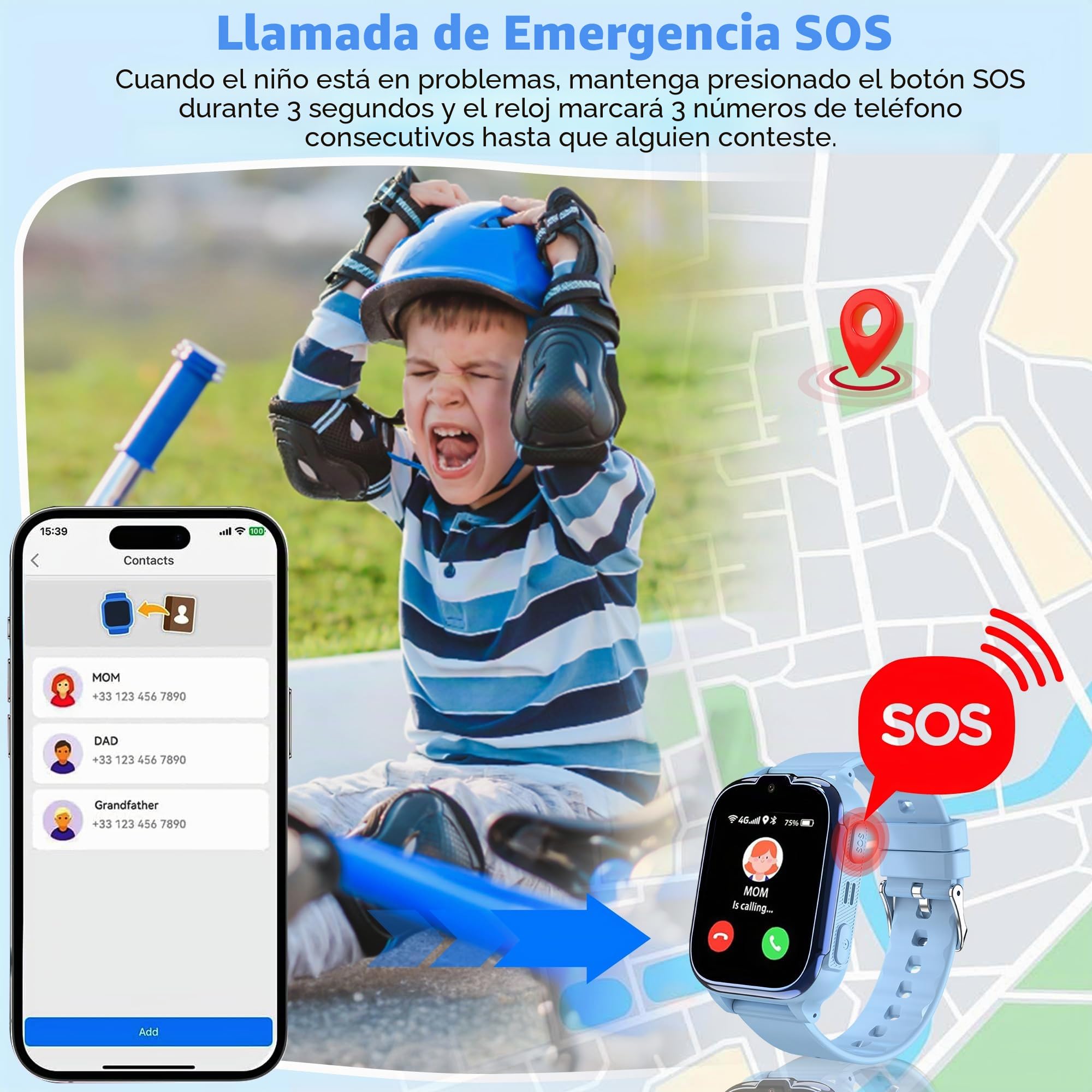4G Reloj Inteligente Niño con GPS y Llamadas Reloj GPS Niños Teléfono