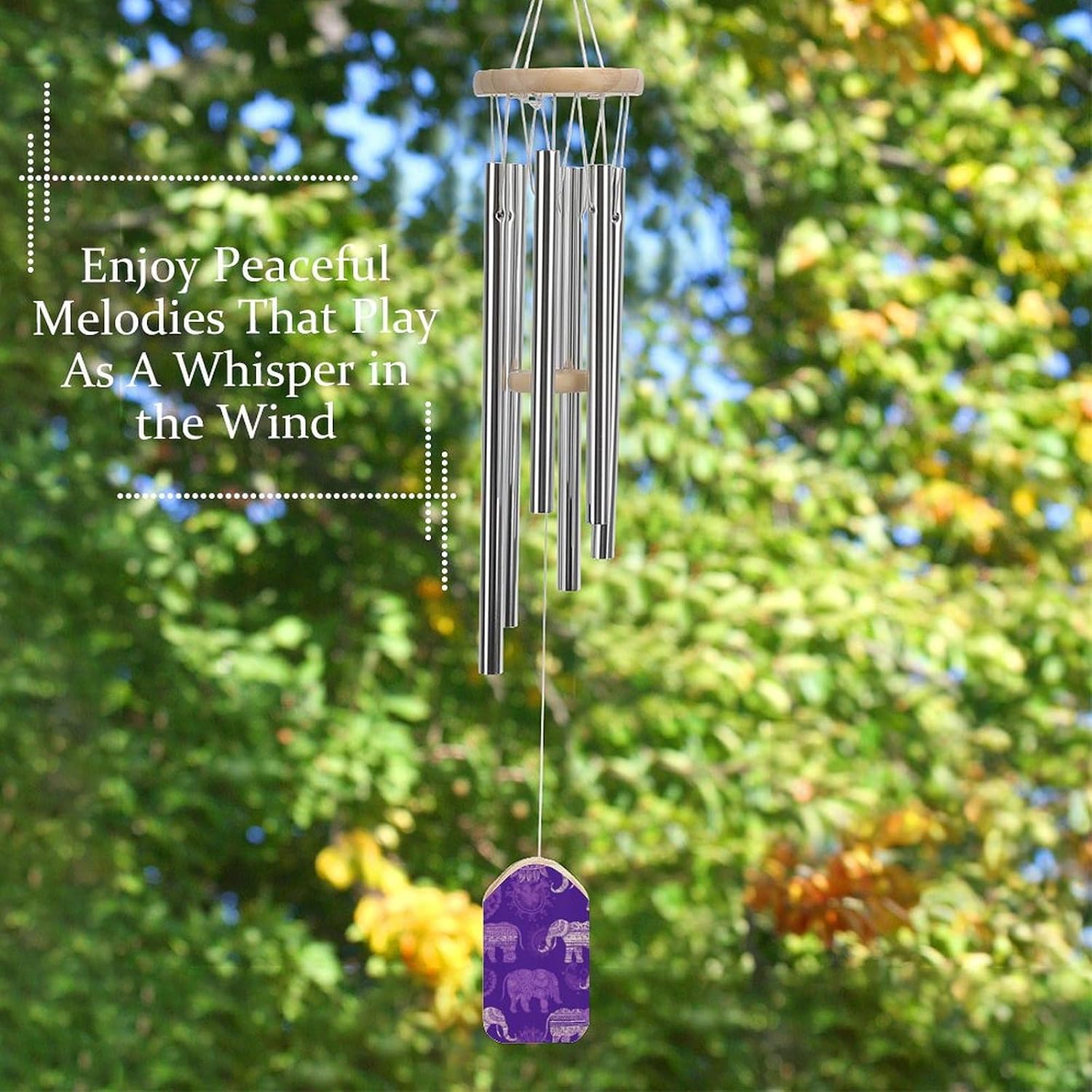 Outdoor Wind Chimes, Purple Elephant Printed Wind Chimes,Simple Wind Chimes,Curtain Wind Chimes for Home Decoration