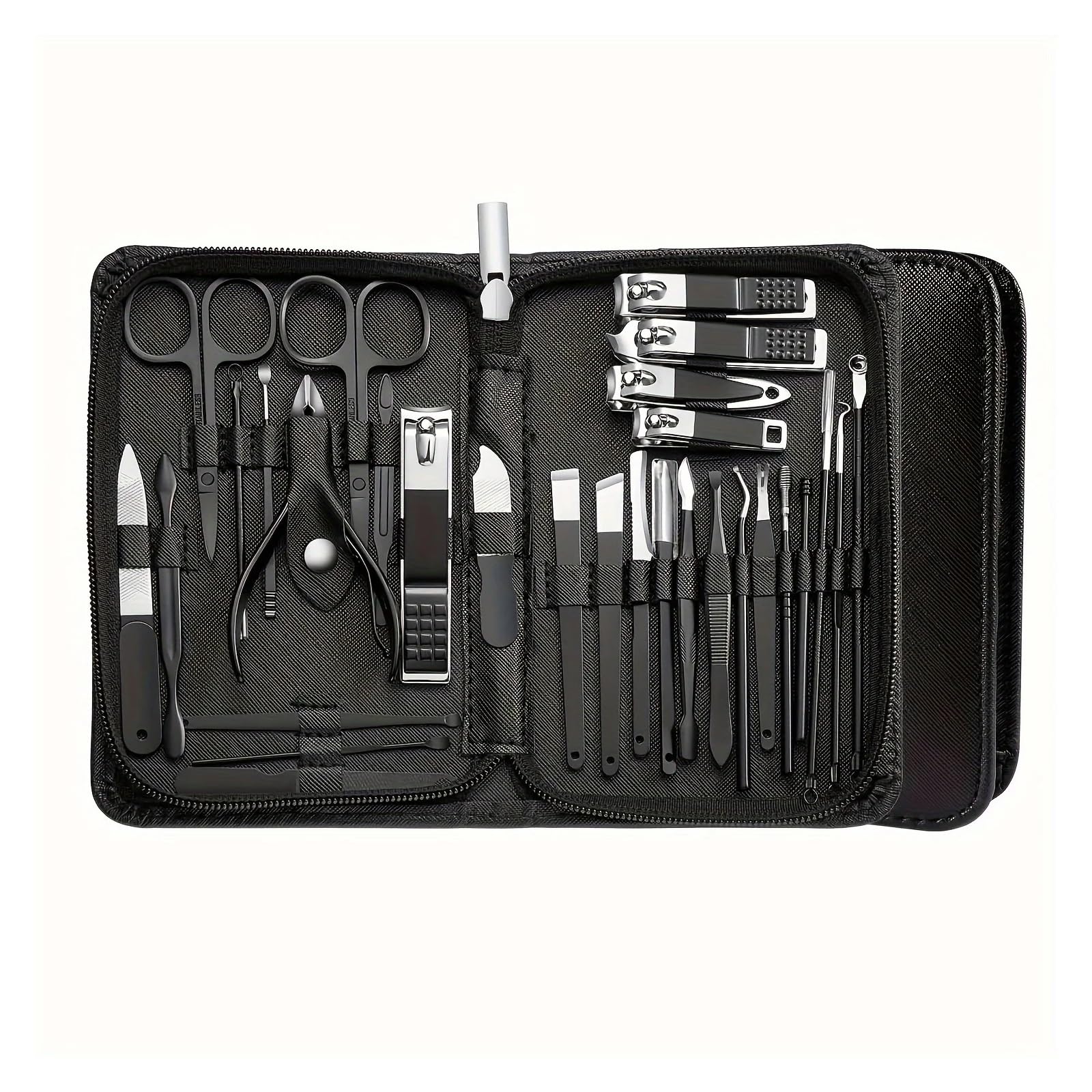 Ensemble de Coupe-Ongles 30 en 1, Vert Printemps, kit de manucure et pédicure en Acier, Coupe-Ongles, pour Usage Personnel, Vert (Noir)